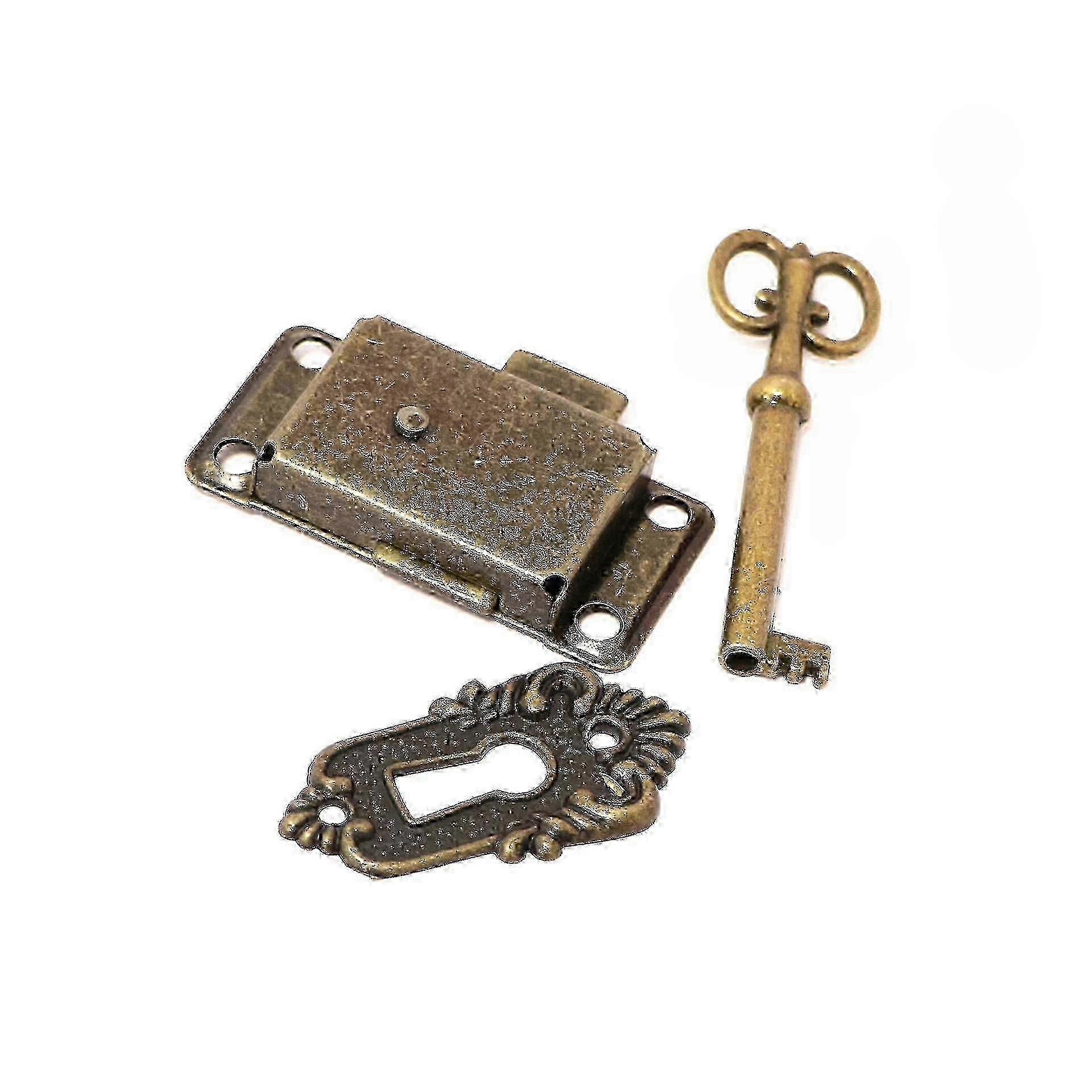 2 Sets Of Antique Drawer Locks With Keys For Mailboxes, Lockers, Cabinets, Toolboxes