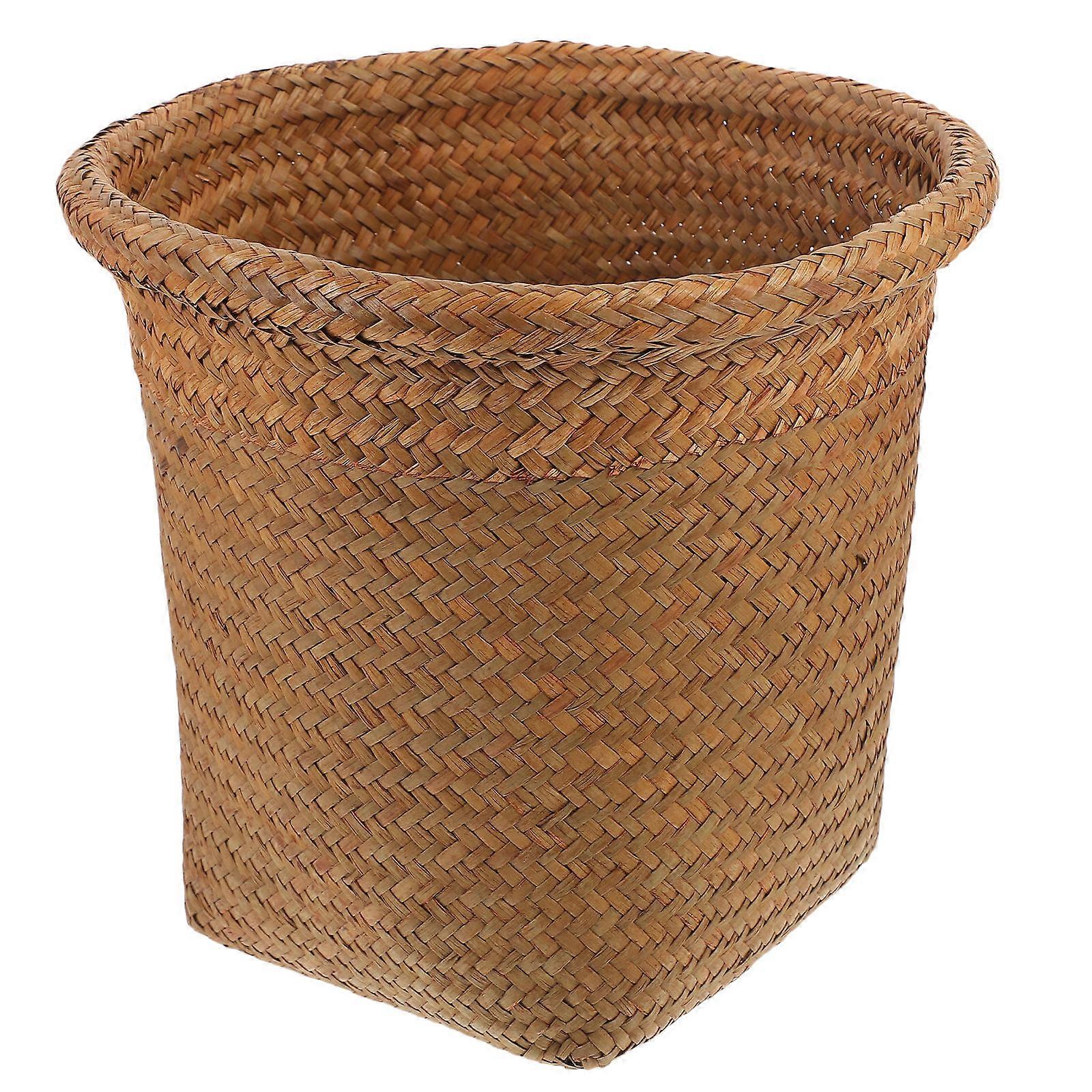 Hjem Vasketøjskurv Rattan Vævet Tøjkurv Husholdningstøj Organizer Opbevaringsløsning Brun Lille Minimalistisk Husejere 1Pack