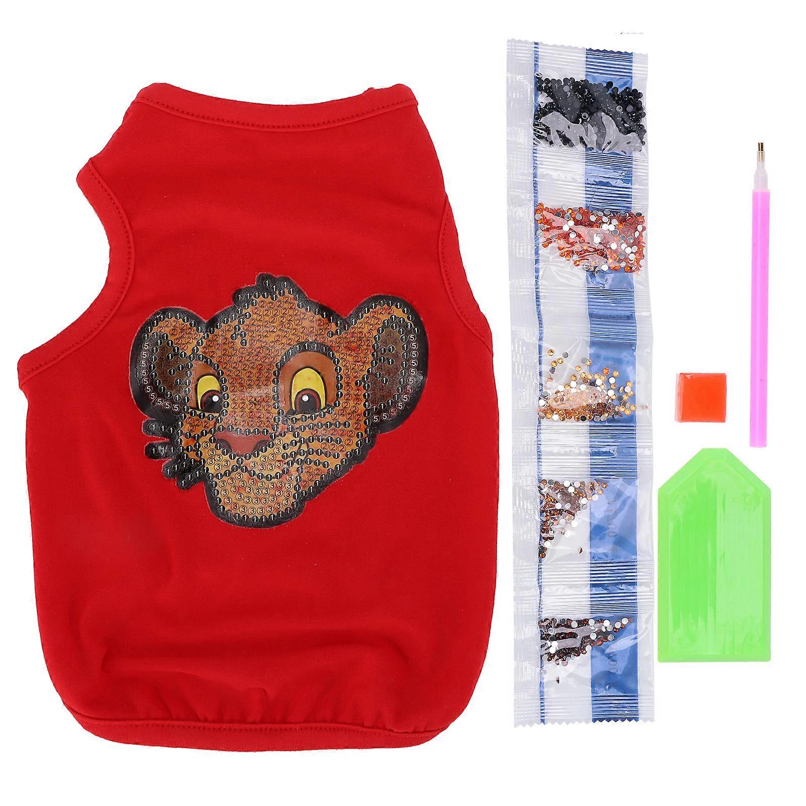 Dog Clothes Rhinestone Design DIY Painting Soft Comfortable Pet TShirt for Small to Medium Puppy(Red M)