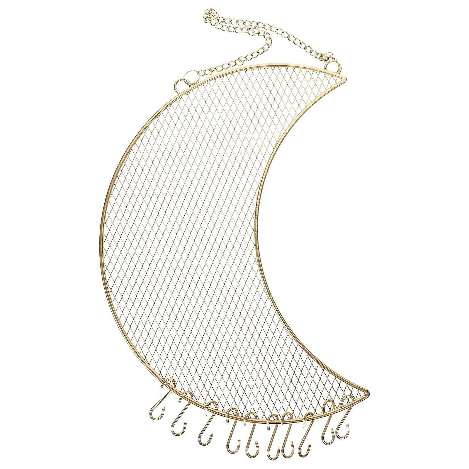 Wall Mounting Jewelry Organizer Moon Shape Grid Design Retail Store Usage 1Set