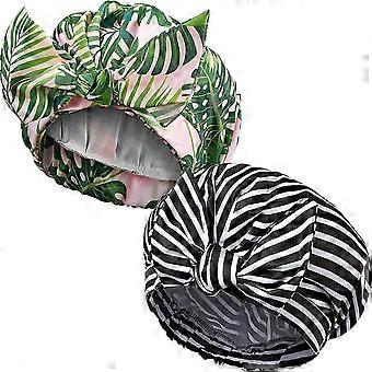 2-Pack Waterproof Shower Caps for Women with Elastic Hem