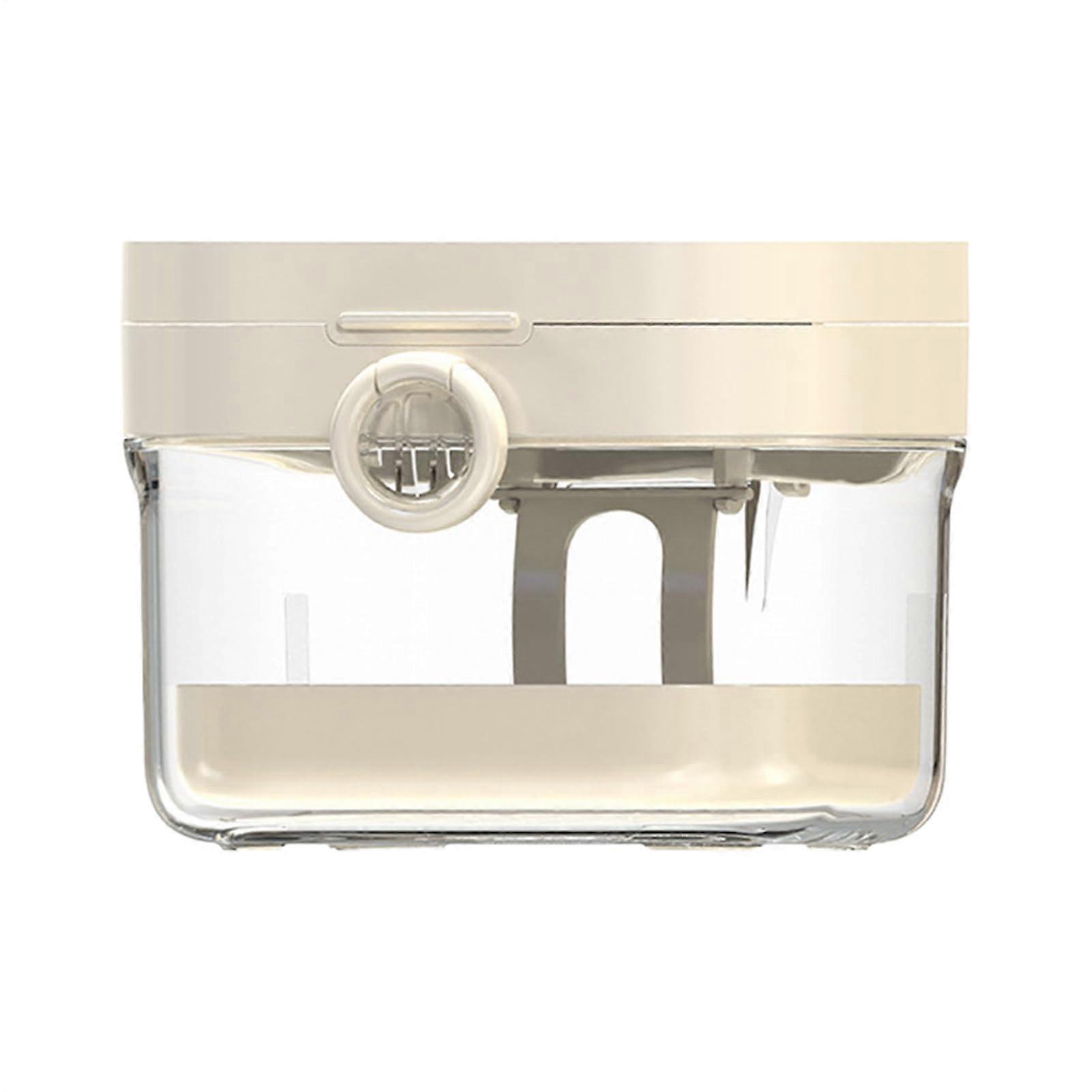 Denture Soaking Container with Mirror Protective Lid White