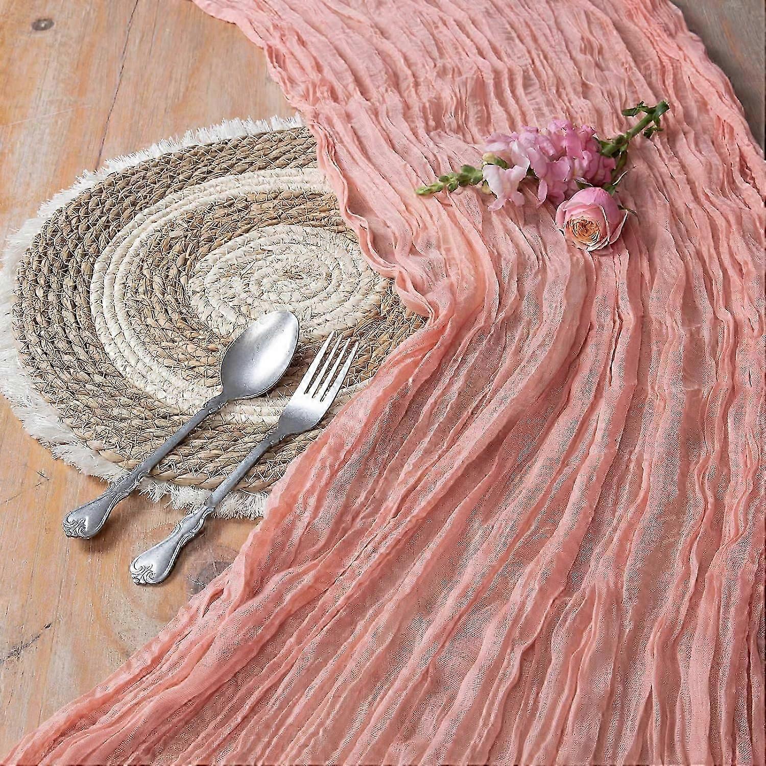 Thanksgiving Table Runner Rust Cheesecloth Table Runner 13.3ft Boho Gauze Cheese Cloth Runner Rustic Runner 160inch Long