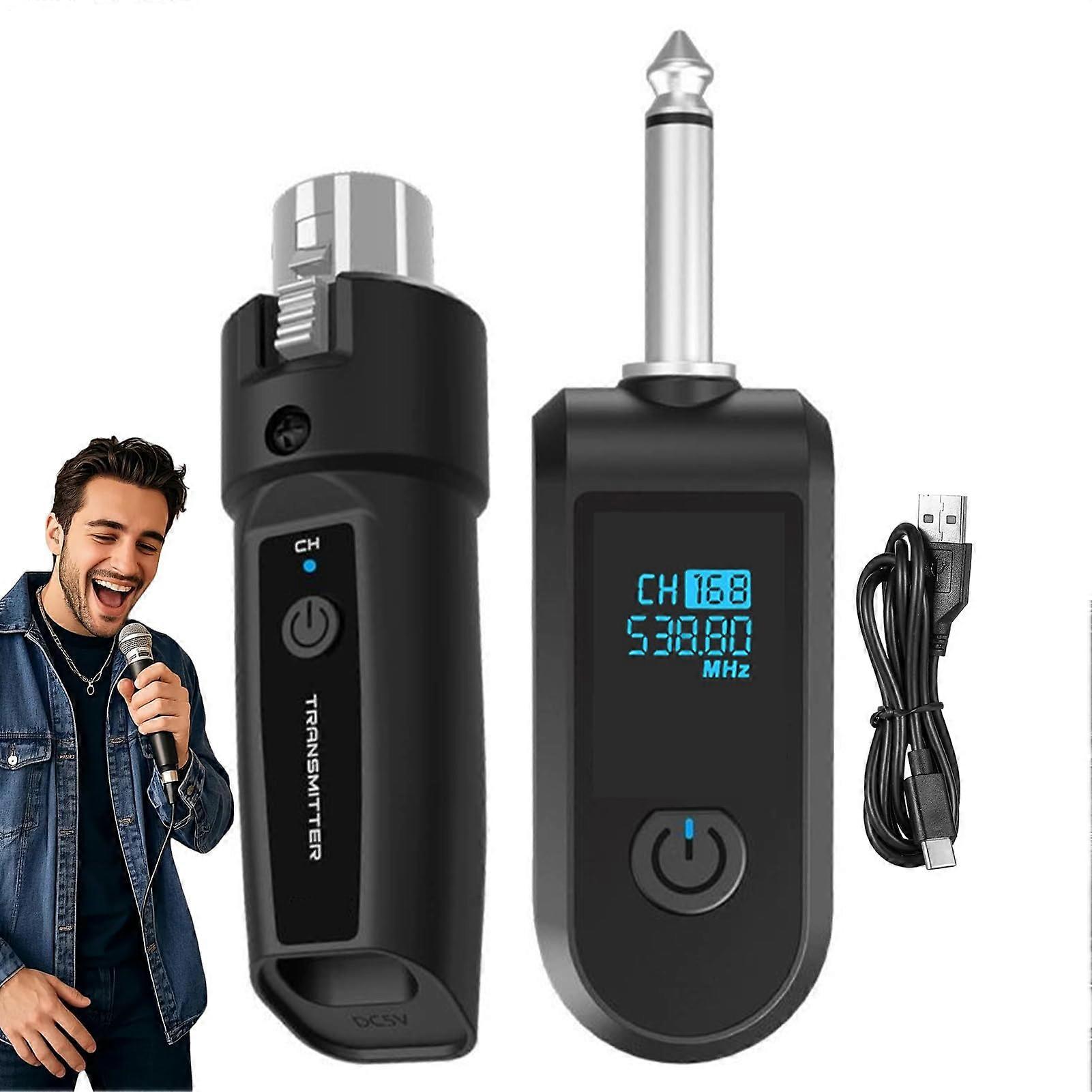 Wireless microphone adapter, adapter for electric guitar, portable transmitter receiver for mixing console karaoke singing model a
