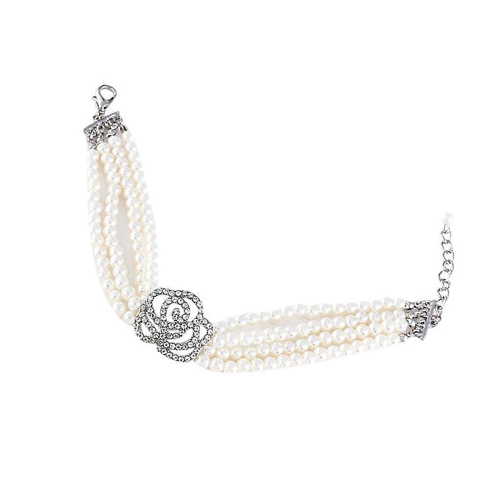 Pet Collar Necklace White Rose Shape Durable Strong Clasp 1Set