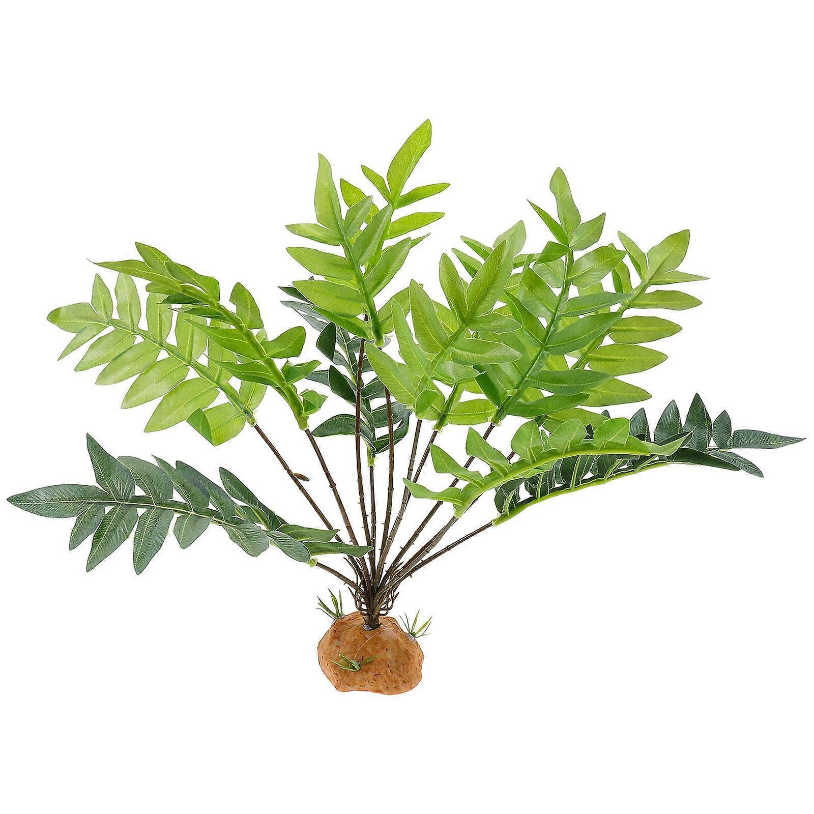 Realistic Artificial Reptile Hideout Plant with Large Base – Safe, Non Toxic Terrarium & Aquarium Ornament for Tortoise, Lizard, and Fish Tank