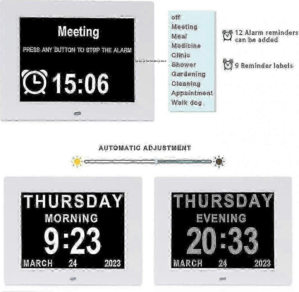 Dementia clock alzheimers clock & large digital calendar clock for seniors,clock with day and date f