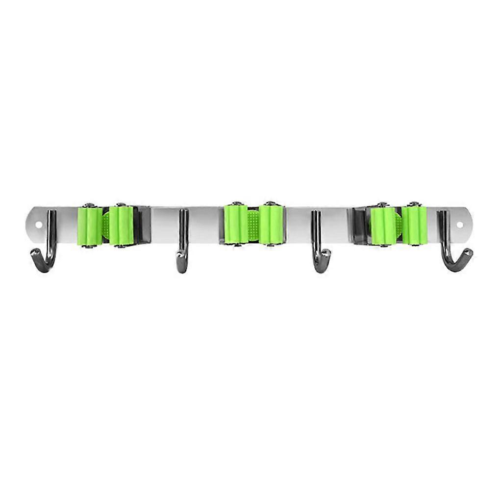 3/4/5/6 Hook Wall Mounted Mop Storage Rack Bathroom Brush Broom Storage Rack - 3 Slots 4 Hooks