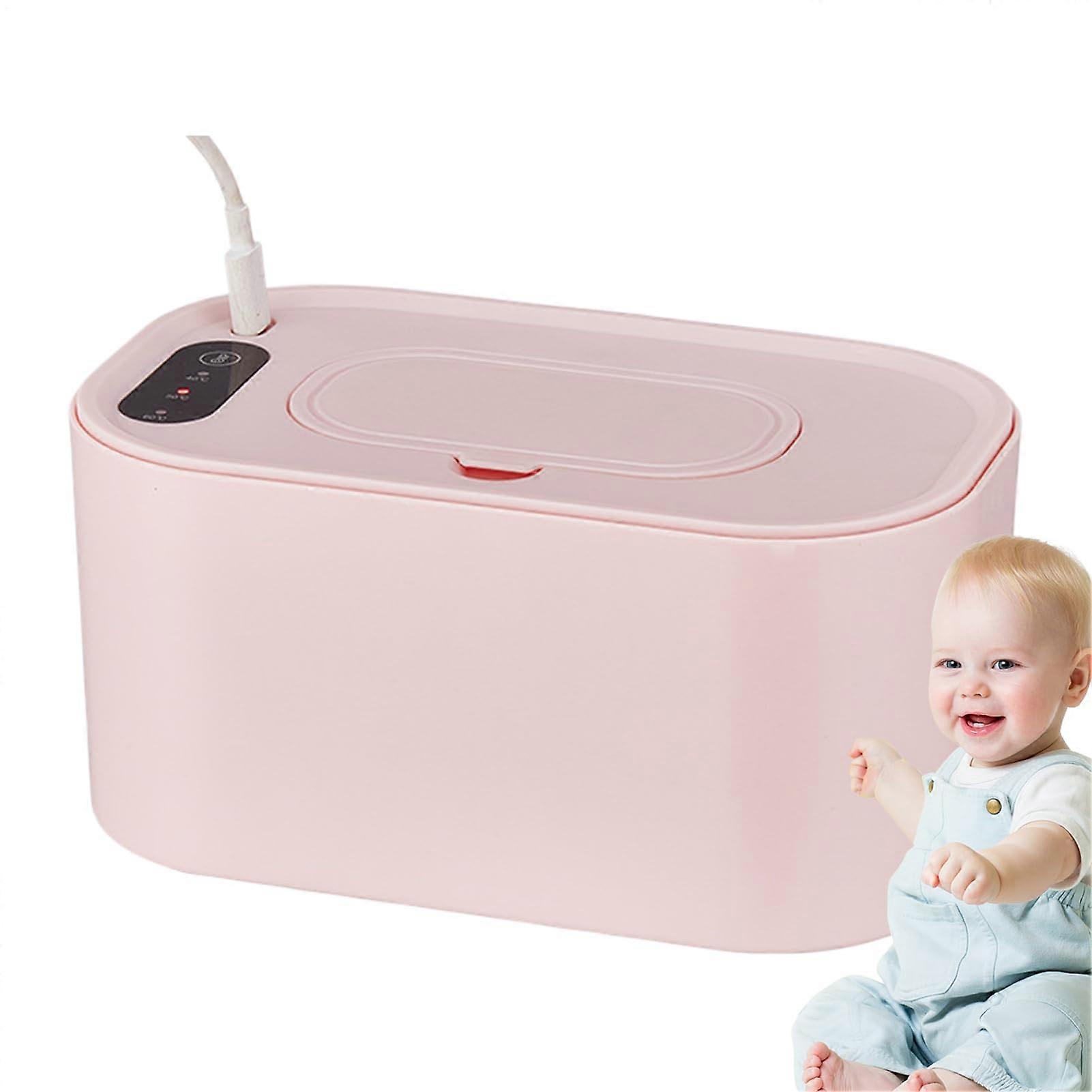 Wipe Warmer for Babies  Heated Tissue Dispenser  Baby Tissue Holder  Wet Wipe Division  USB Charging  Temperature Display Pink