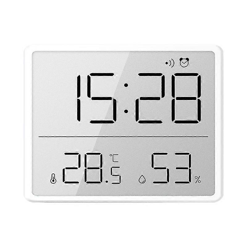 Slim LCD Digital Wall/Cabinet Clock with Temperature & Humidity Sensor (Black)