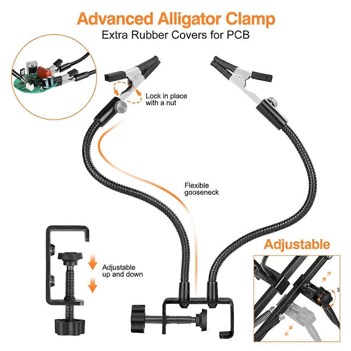 Metal Welding Holder, 2PCS Flexible Arms Soldering Third Helping-Hand PCB Stand Clamp Table Spring T