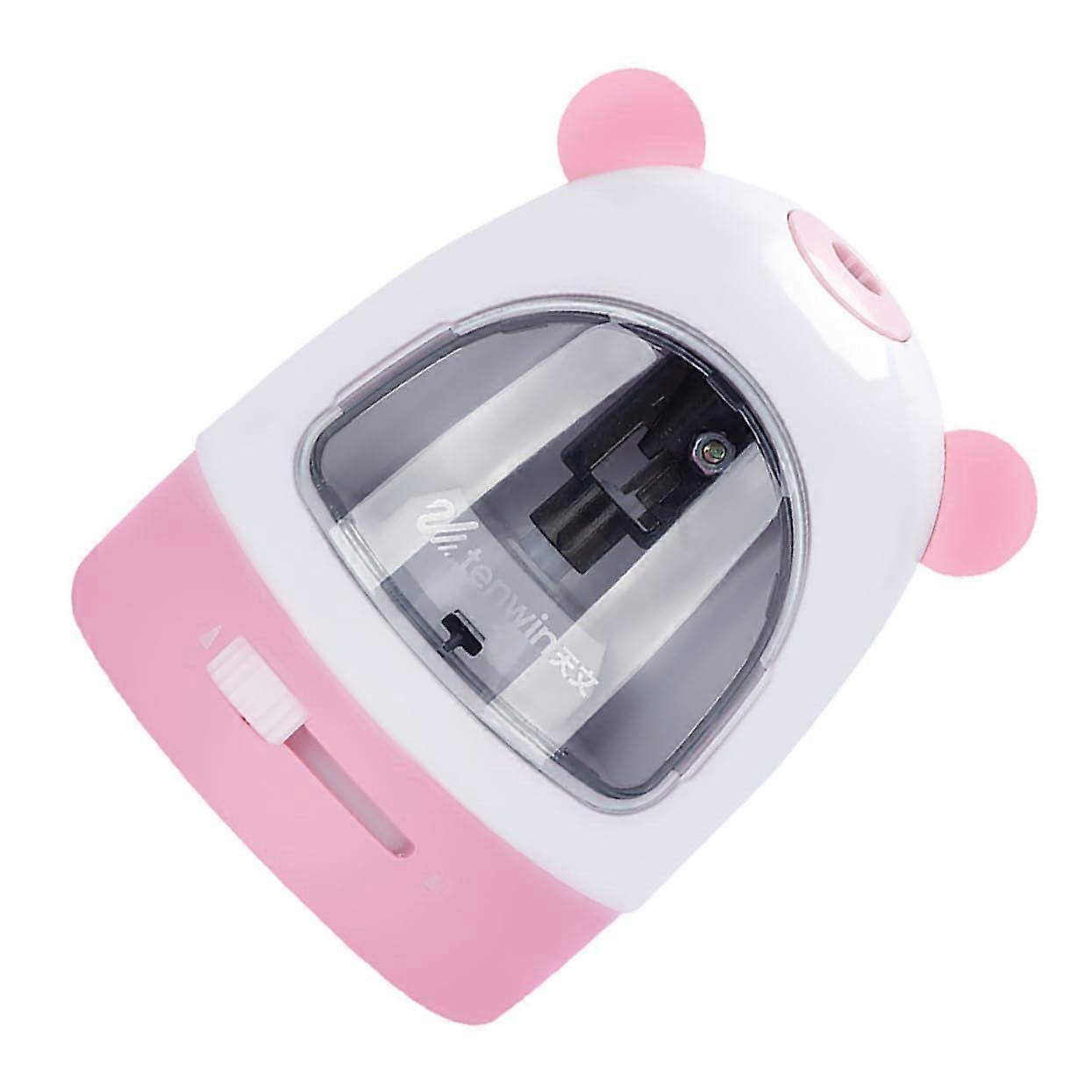 Electric Pencil Sharpener Automatic Battery Operated for School Office Home Use Plastic Pink
