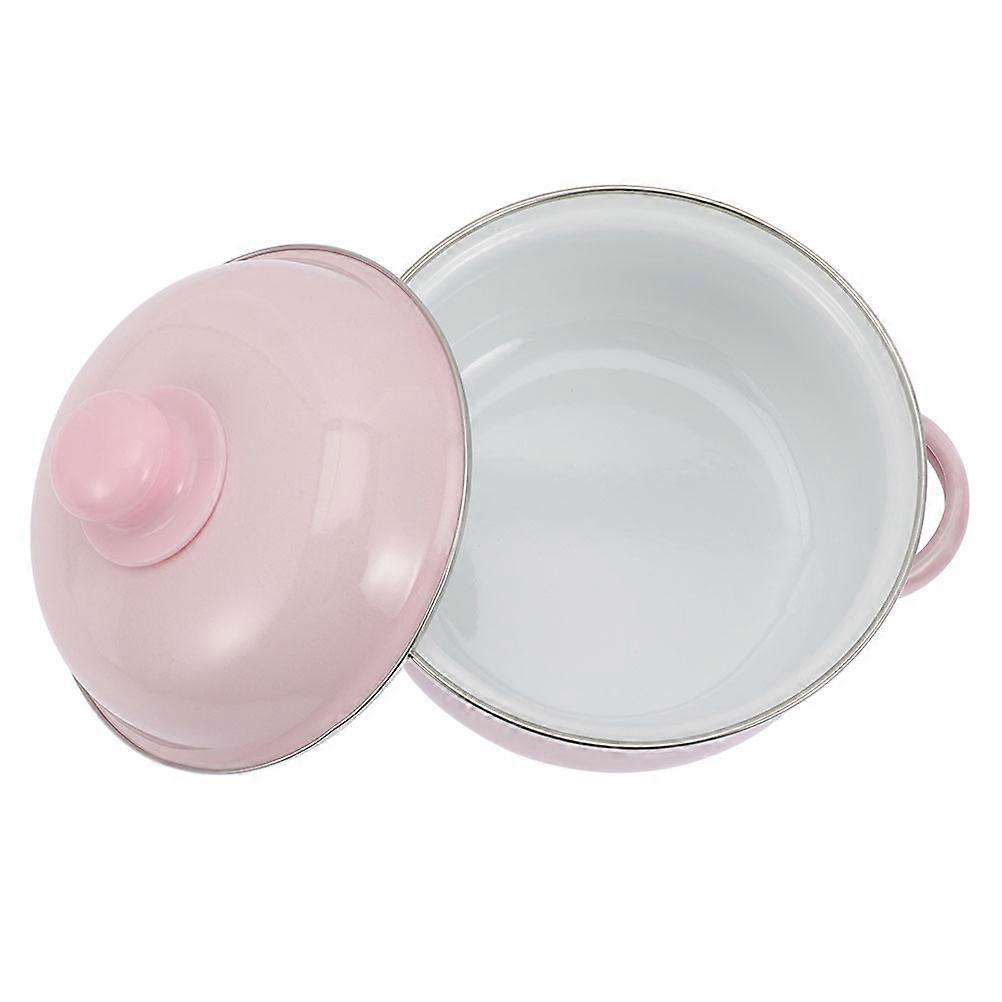 Vintage Enamel Soup Pot With Handles For Family Meals Round Shape .00X18.00X13.00CM Cooking Noodles 1Pcs