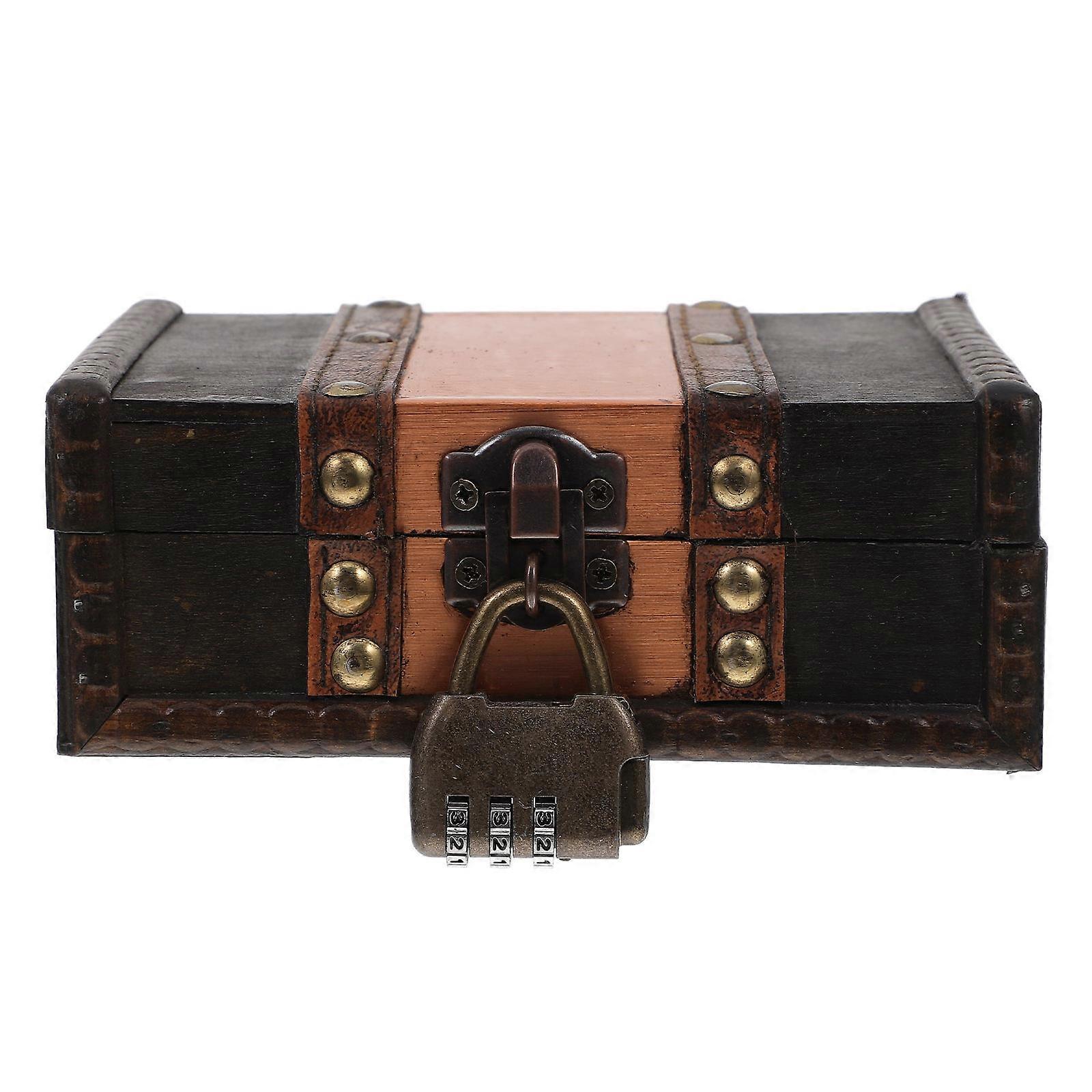 Rustic Wooden Treasure Chest with Lock – Storage Box for Jewelry, Trinkets & Keepsakes – Adventure Style Decorative Organizer for Home & Office