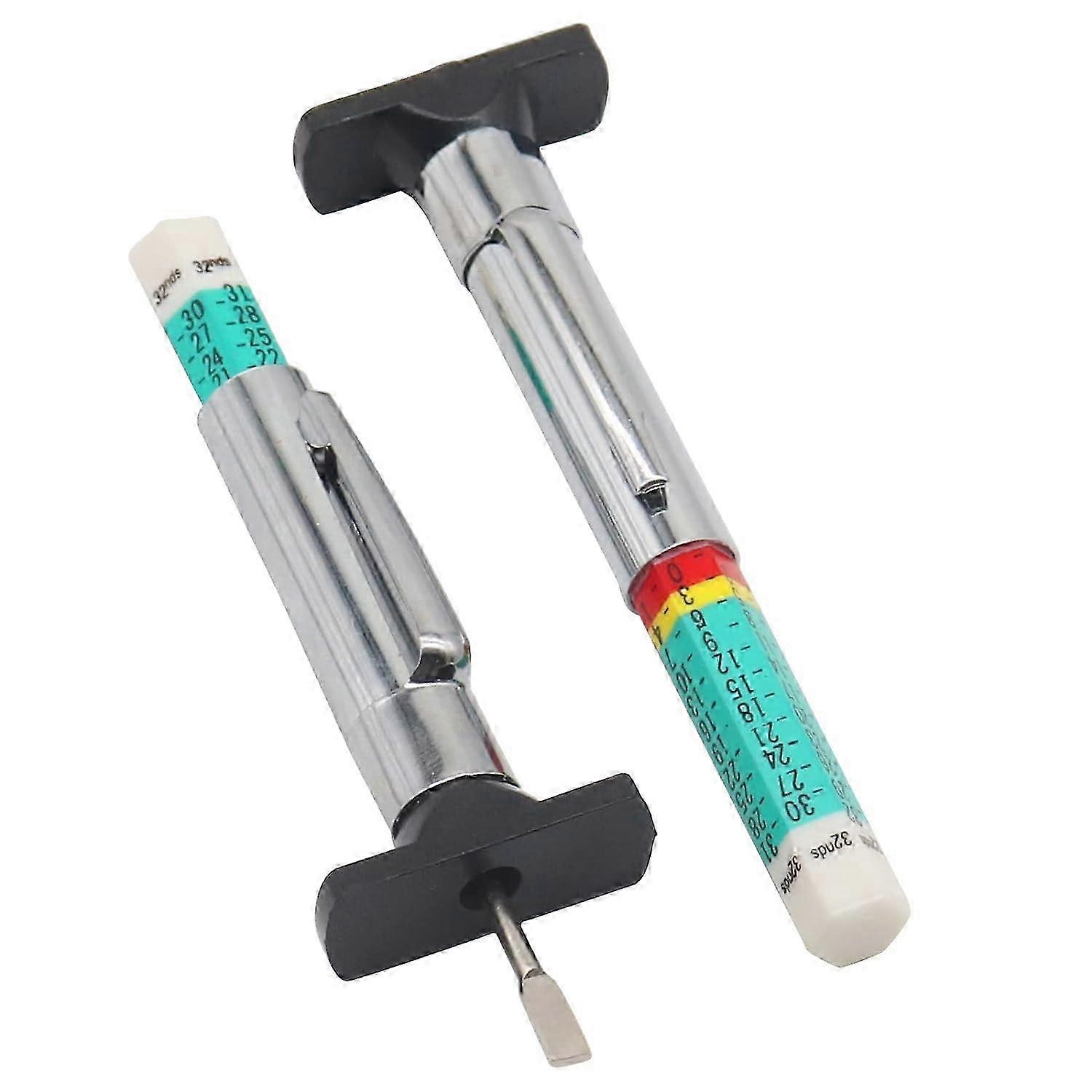 2-Pack Double-Sided Tread Depth Gauge with Color Coding - Accurate Tire Depth Measuring Tool for Safe Driving Insights