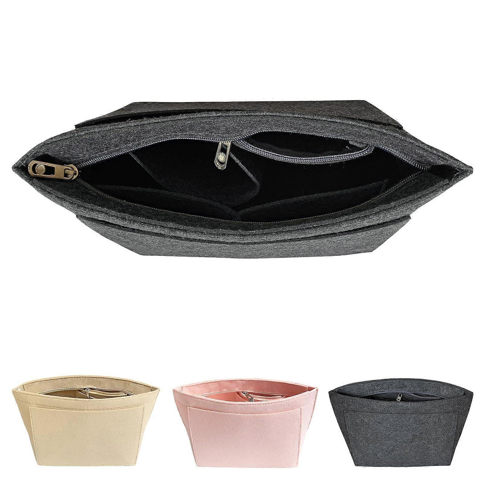 Felt Bag Organiser for Women, Medium Grey Handbag Organiser with Inner Pockets, Felt Shopper Insert for Easy Storage