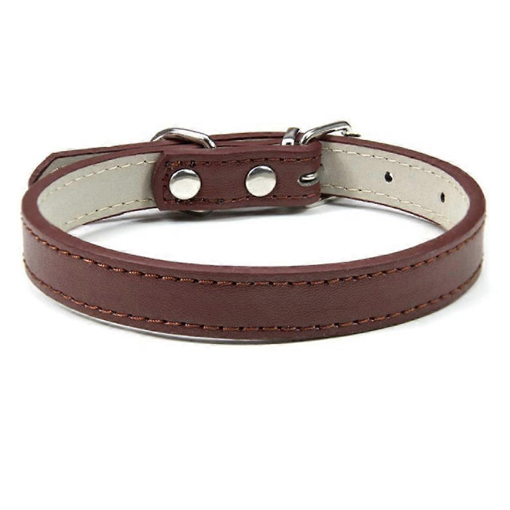 Small Dog Collar Adjustable PU Leather for Newborn Dogs, Coffee Color, Simple Design, 1.3 m Length, Pet Puppy Collar
