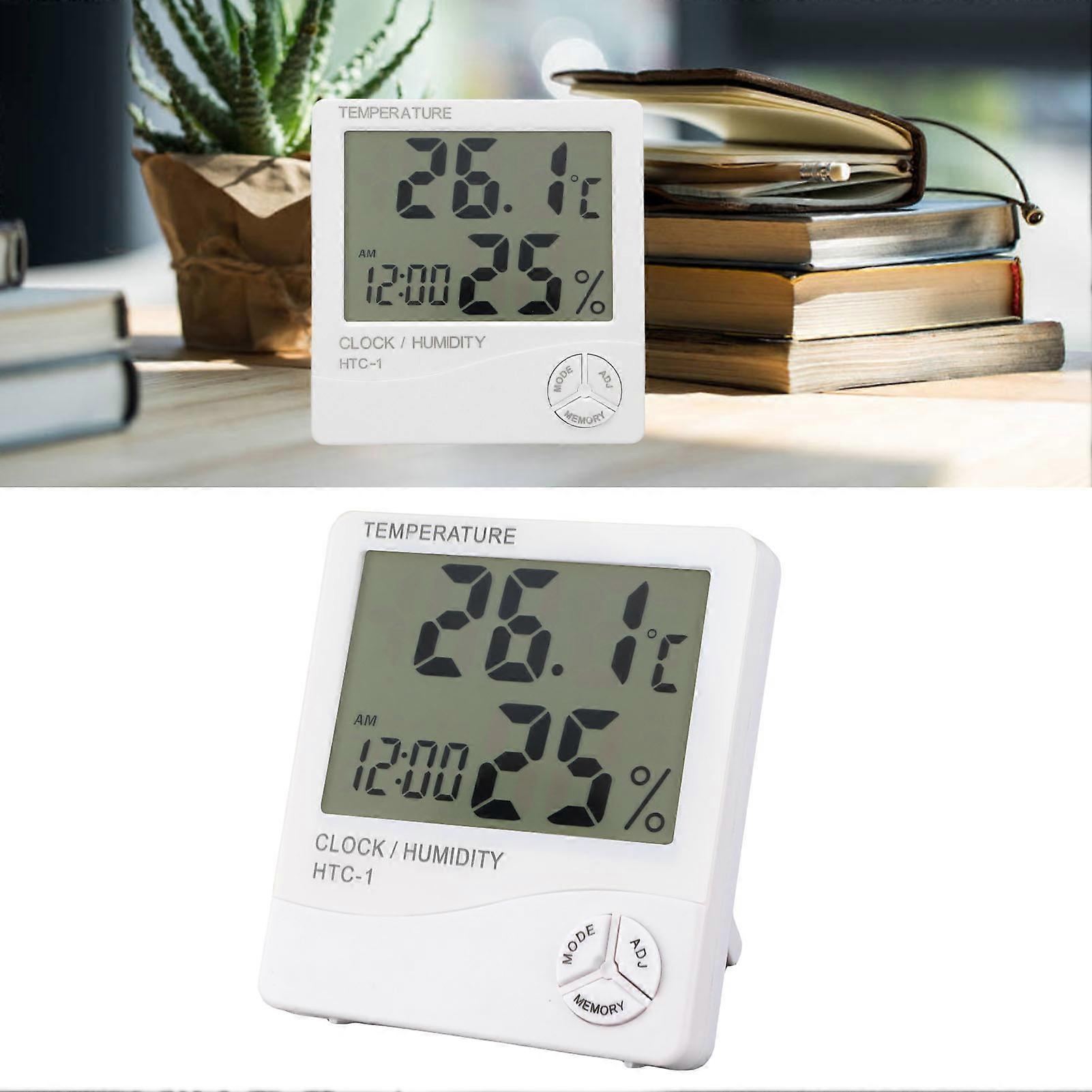 Electronic Temperature Humidity Meter Clock Digital Display Thermometer Hygrometer for Indoor 