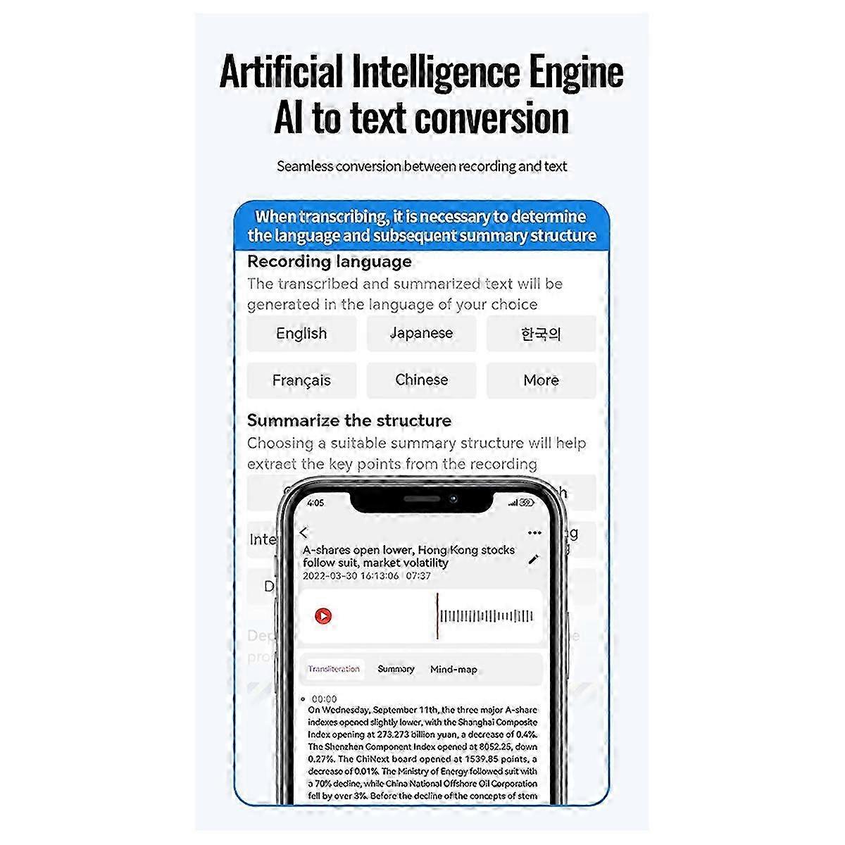Mini Ai Powered Voice Recorder Chatgpt Intelligent Transcription Translation Mind Map Sound Record A