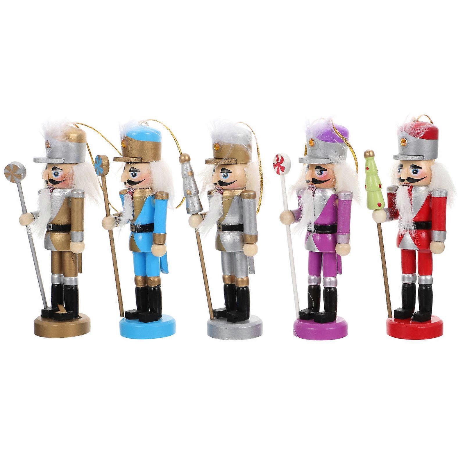 Decorative Nutcracker Figures Puppet Shape Christmas Holiday Design 13x3.5cm 5Set