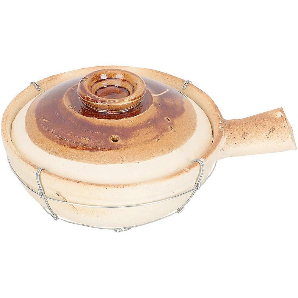 Compact Terracotta Stewing Pot with Handle for Soup, Rice, and Braised Dishes – Kitchen Stockpot for Home Cooking