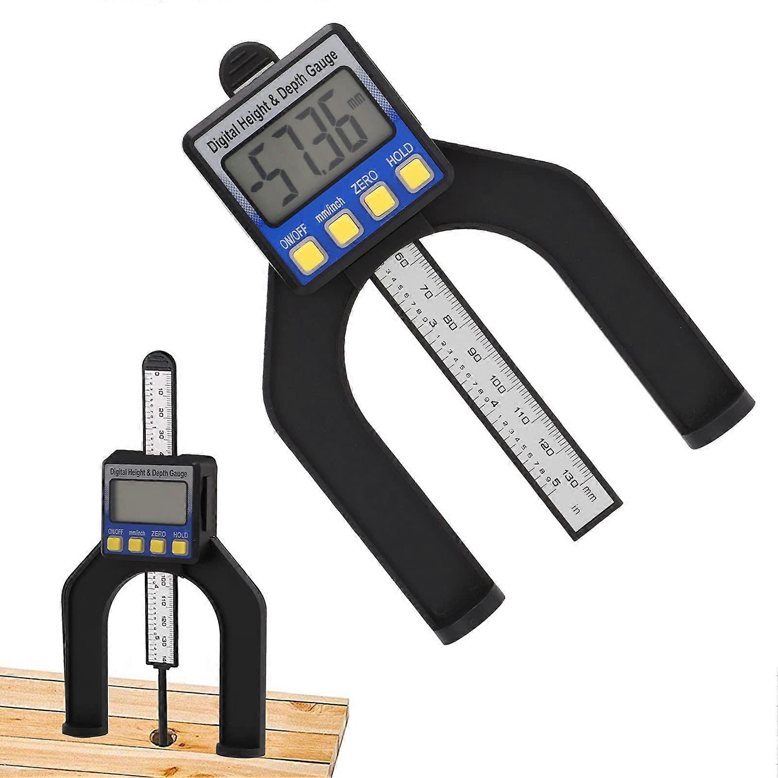 Depth gauge, depth measuring caliper, digital height gauge, magnetic woodworking ruler with strong magnet for depth measurement (battery)