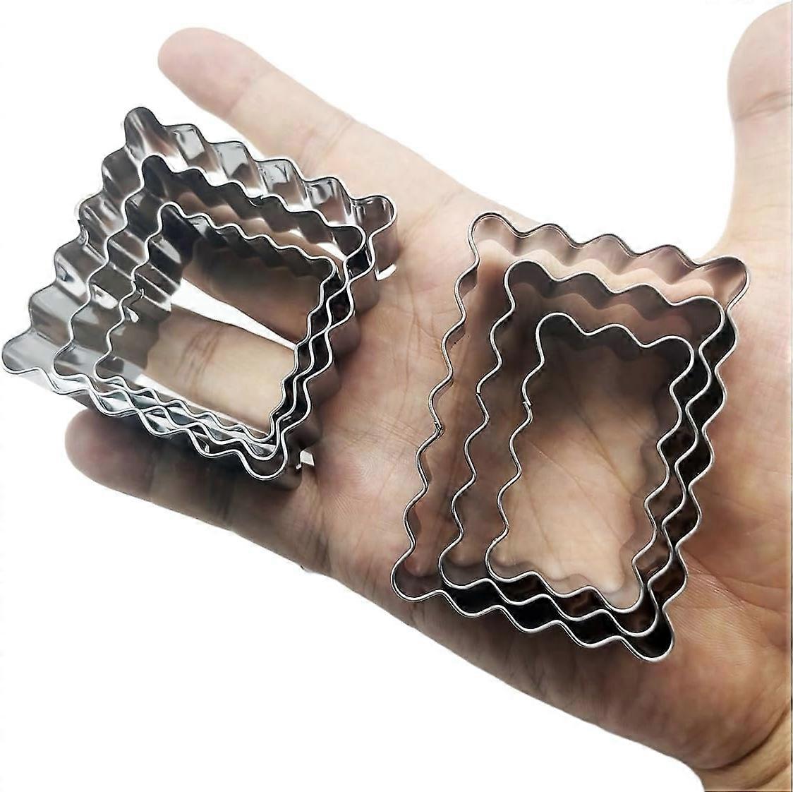 6-Piece Cookie Cutter Set, Scalloped Edge Design for Baking, Includes 2-Inch Square & 2.5-Inch Rectangle Cutters, Perfect for Cookies, Fondant & Pastr