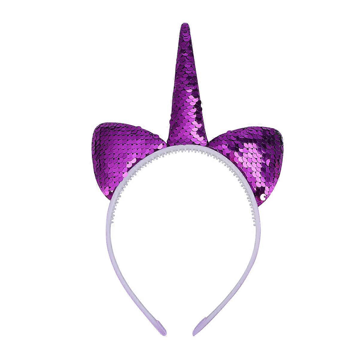 Purple Shining Unicorn headband with Paillette Decoration for Kids Party and Special Days Use Cloth