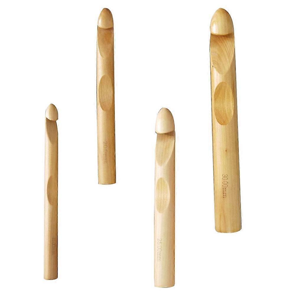 Wooden Crochet Hooks for DIY Use and Durable Synthetic Material Light Brown 4 Pcs