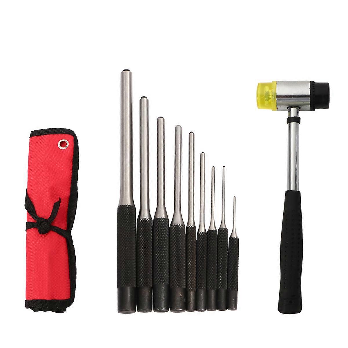 Punch Set Tools Roll Pin Punch Removal Tool Kit Hemispherical Tip WorkShop 22.00X8.00X3.50cm Metal 10Pcs