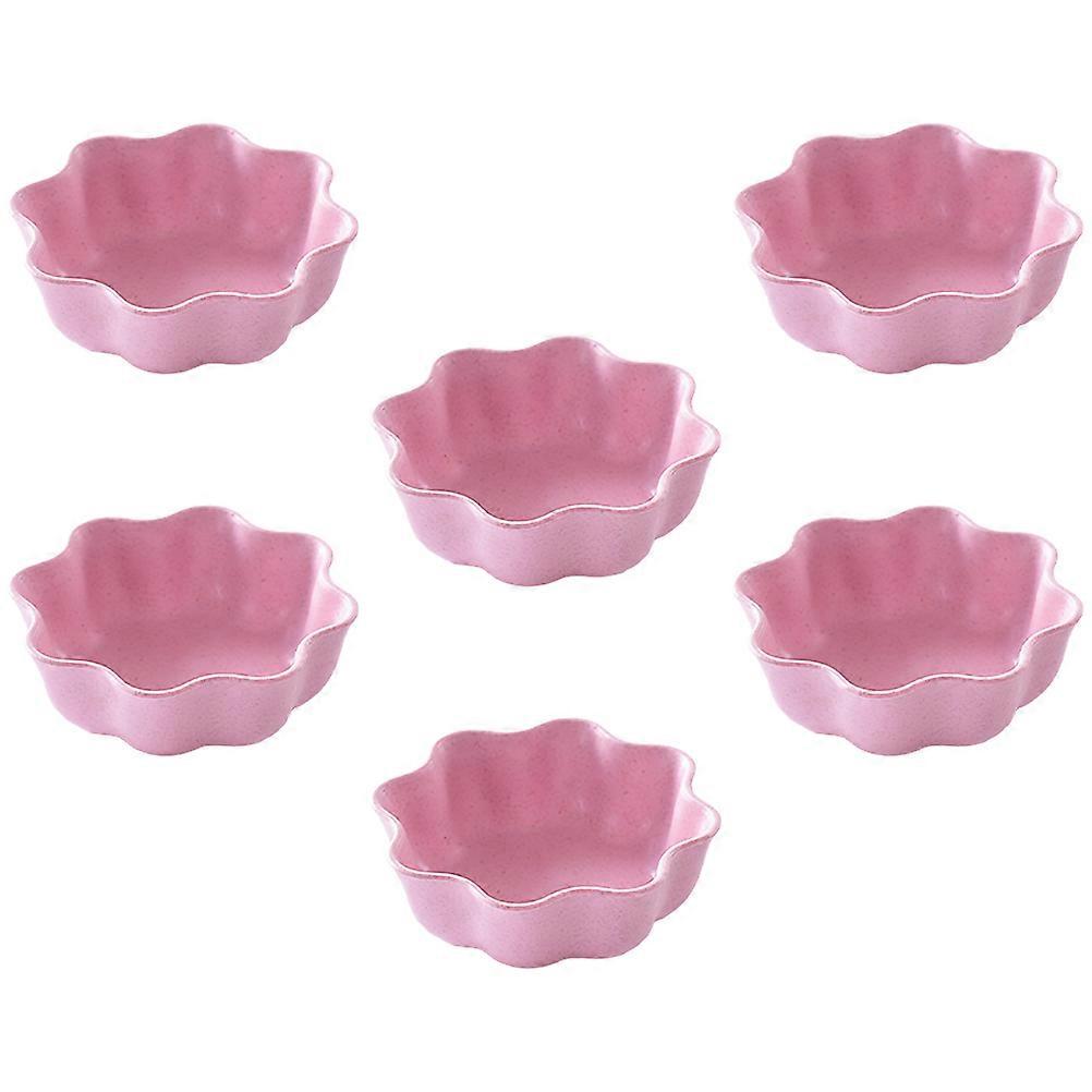 Pink FlowerShaped Seasoning Dishes Made of Synthetic Material for Storage and Serving 6 Pieces