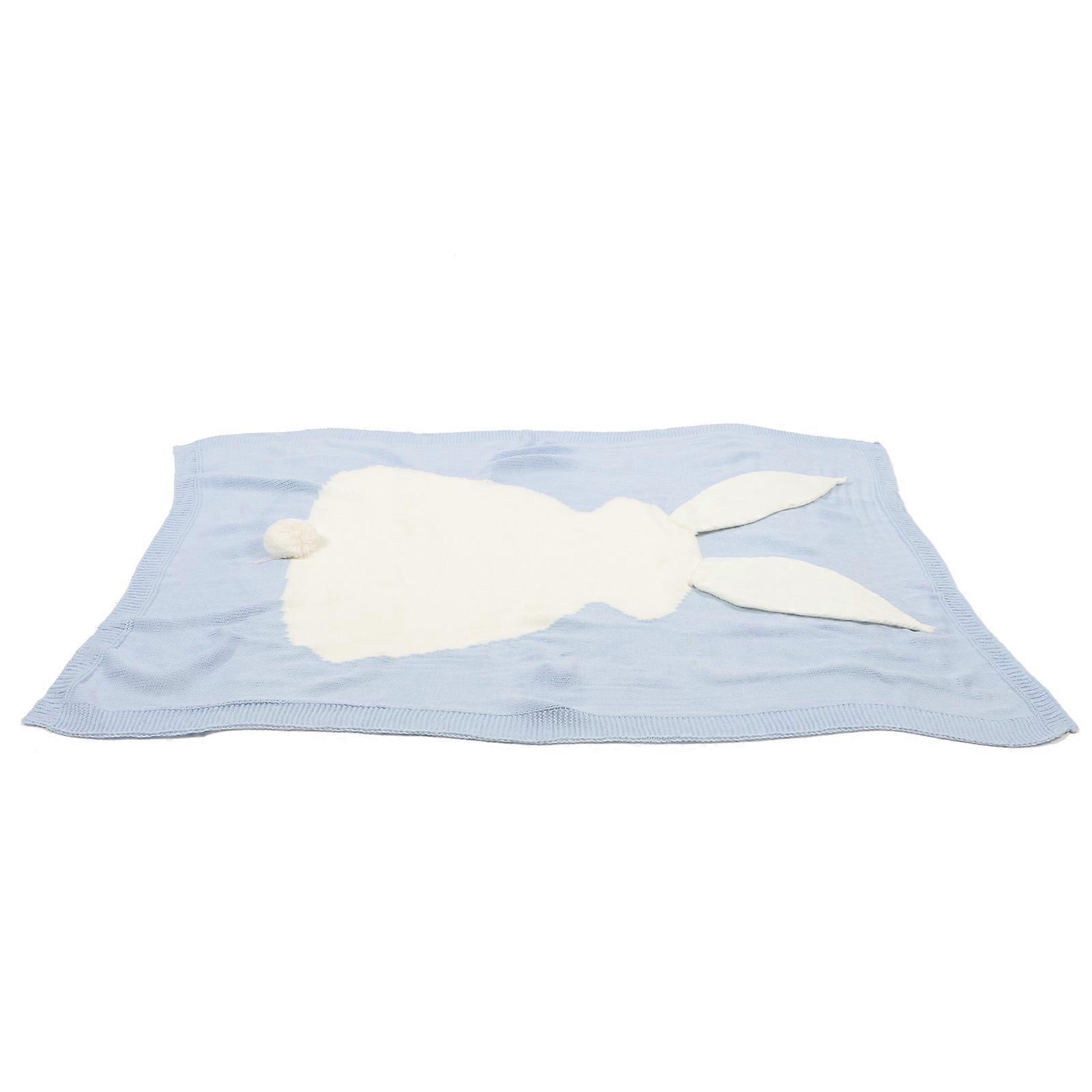 White Baby Blanket with Lovely Rabbit Ears Made of Polyacrylic Fiber for Comfortable Use 30.5x40.5 inches
