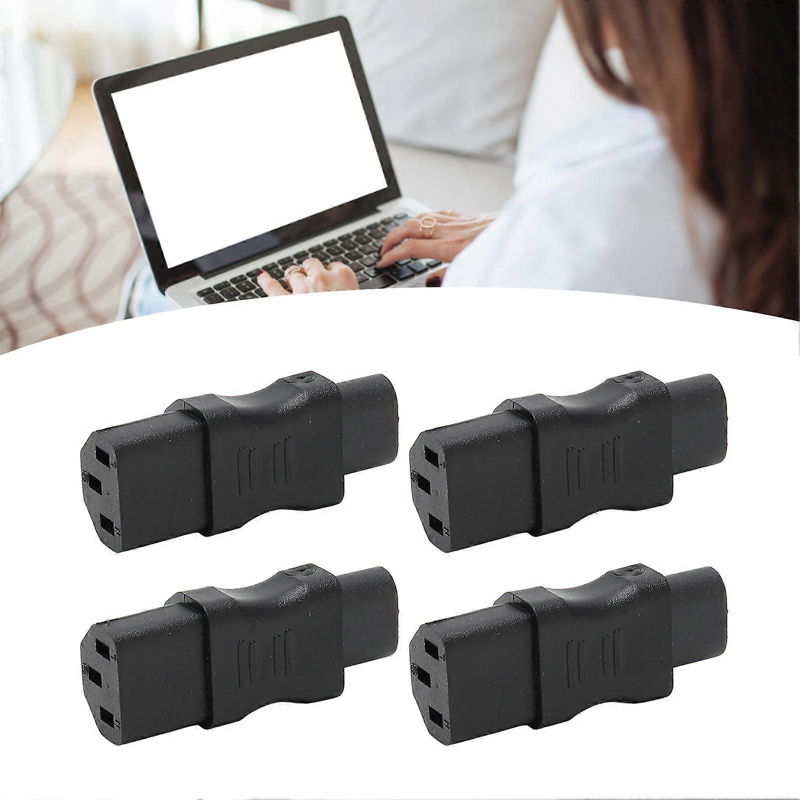 4PCS IEC320 C8 to C13 Power Cord Adapter PVC Housing IEC320 Power Plug Adapter for Laptop Ups Socket 