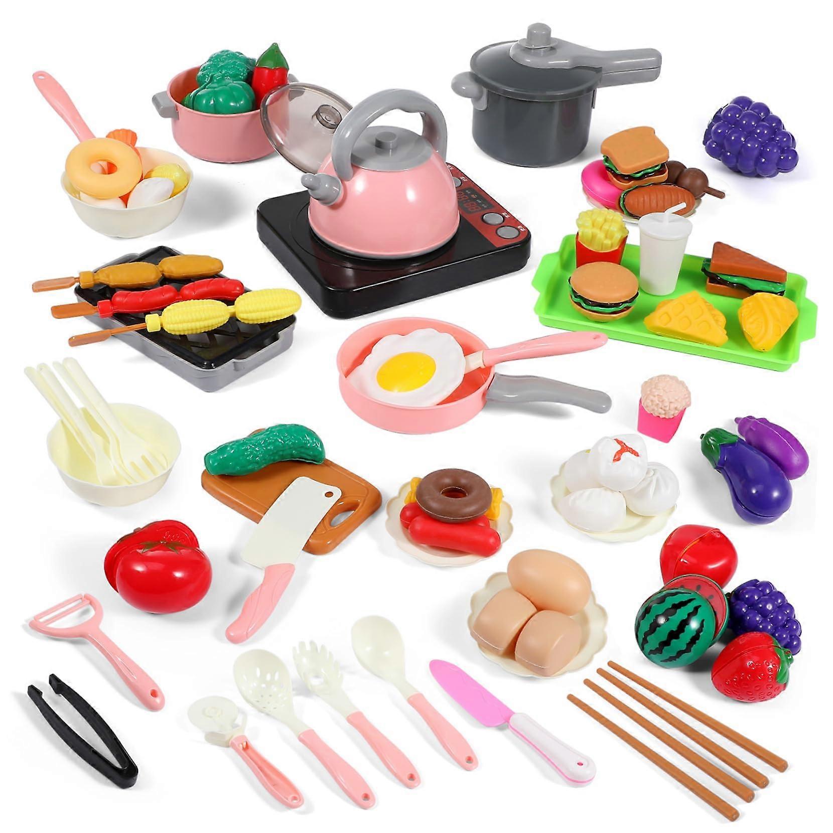 Cookware Set Pots and Pans with Chef Hat and Apron for Creative Kids Role Play Learning Activities