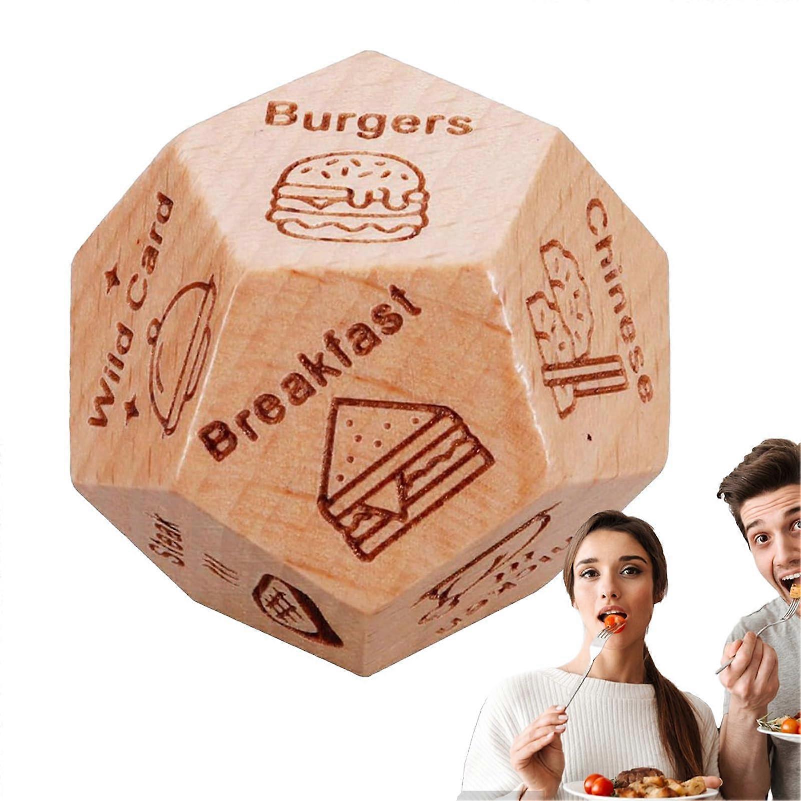 Date Dice 12-Sided Dinner Dice For Couples - Food Decision Cube, Cute Pattern Dice, Valentine Day Gift