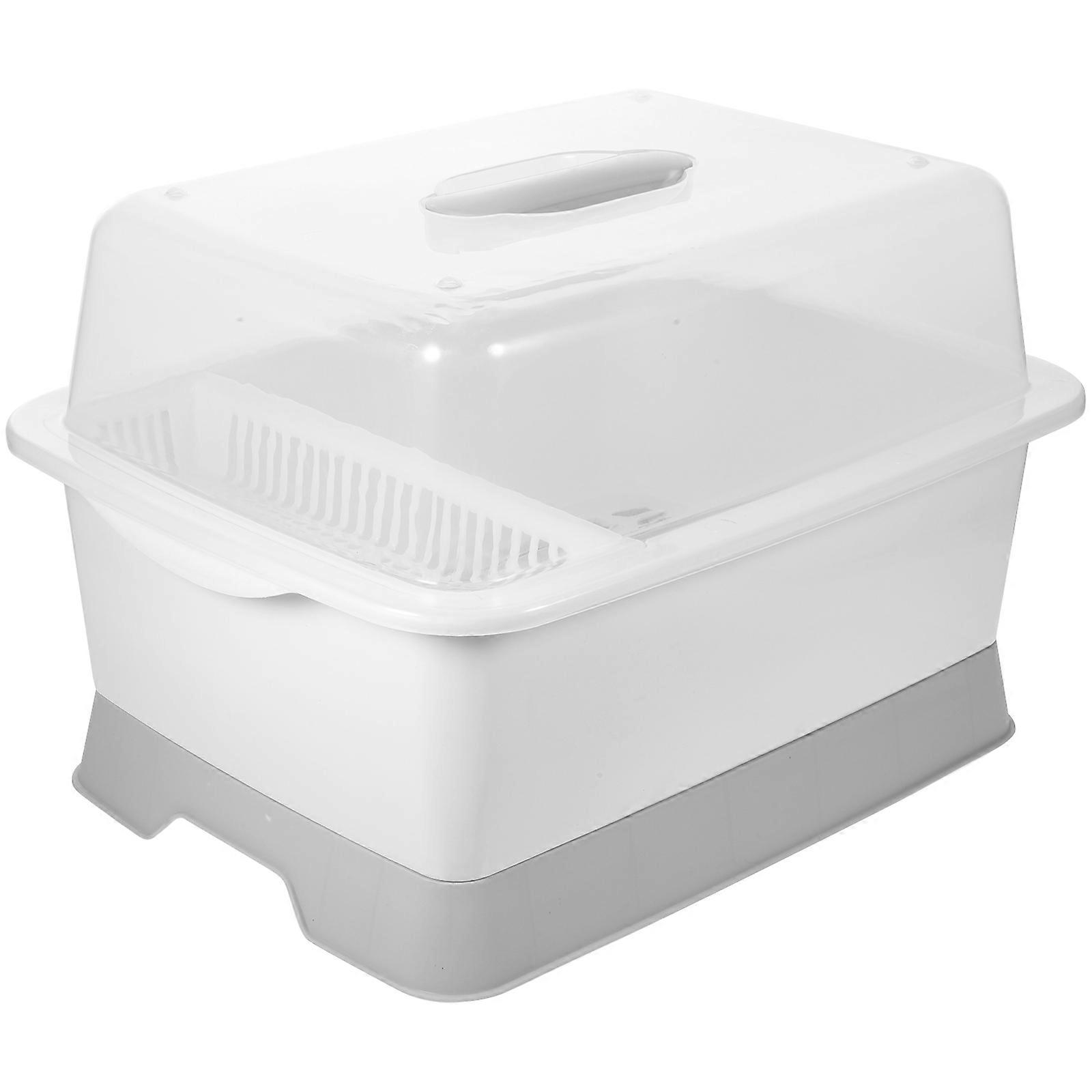 Dish Rack with Lid Cover Kitchen Utensil Draining Holder for Kitchen Use Draining Function 1Pcs