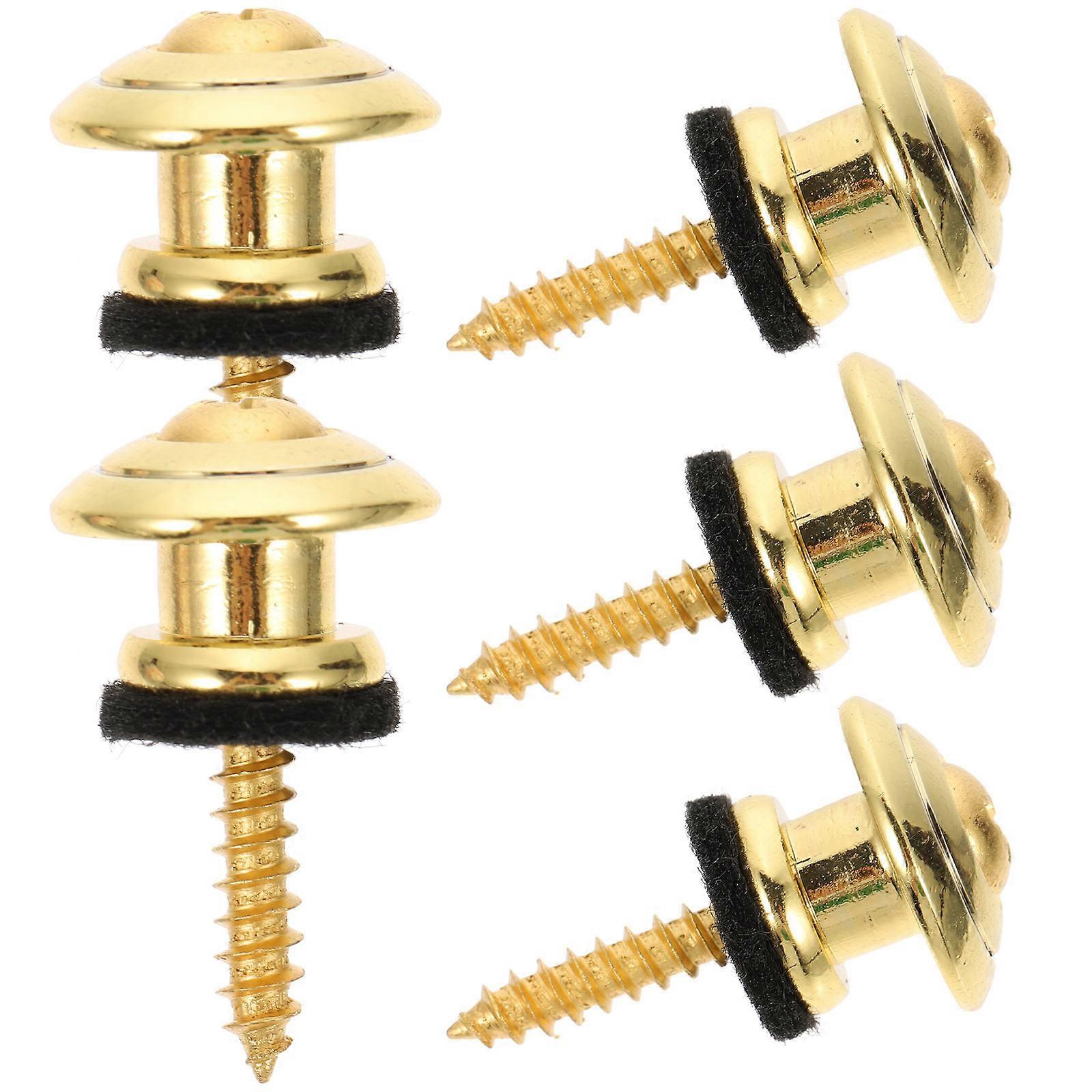 Guitar Strap Lock Buttons Metal Anti-slip Pins for Instrument 5 Pieces Golden