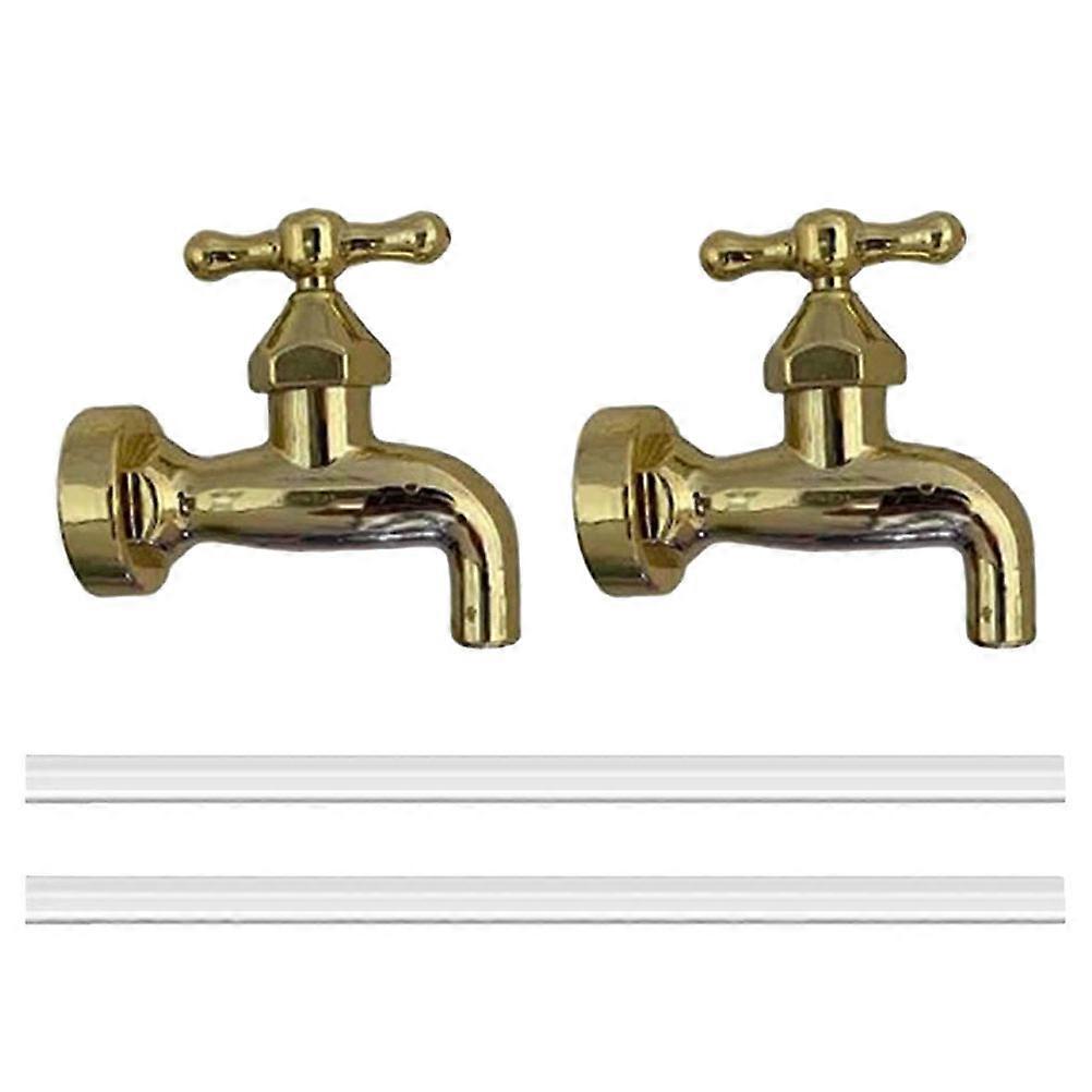 2 Sets of Courtyard Water Fountain with Hidden Flowing Spout Decorative Faucet for Outdoor Art