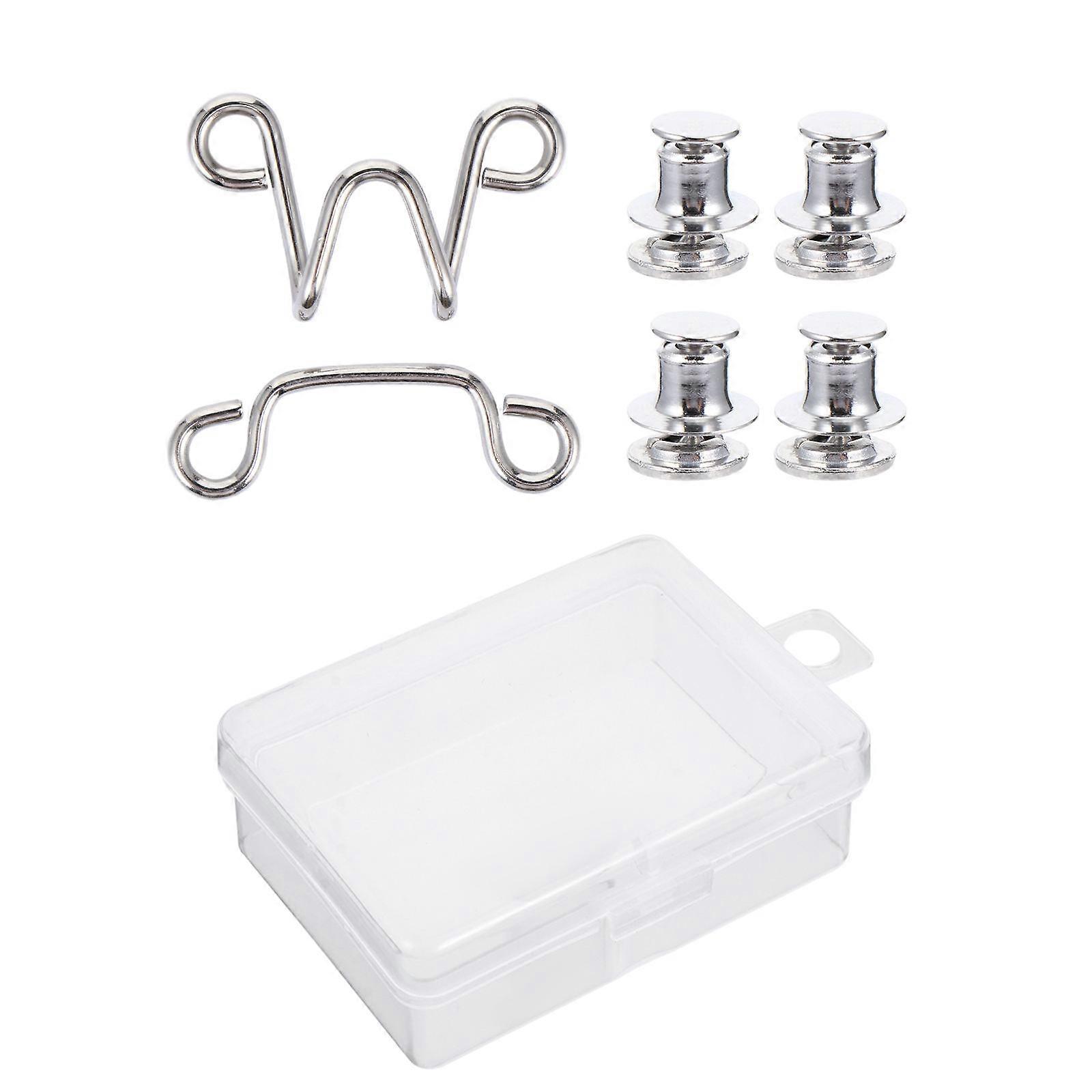 Pants Snap Button Replacement Silver 3x2cm Metal Anti-Slipping 4 Sets for Women