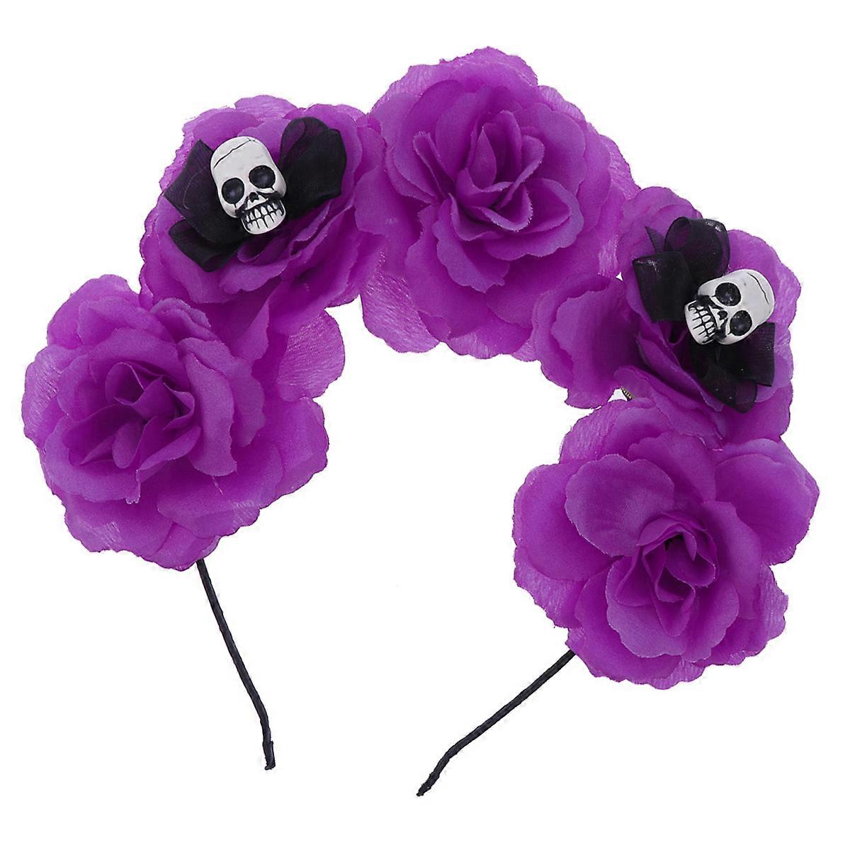 Skull Decoration Hair Accessory Circular Shape Violet 1Pack Ideal For Halloween Events