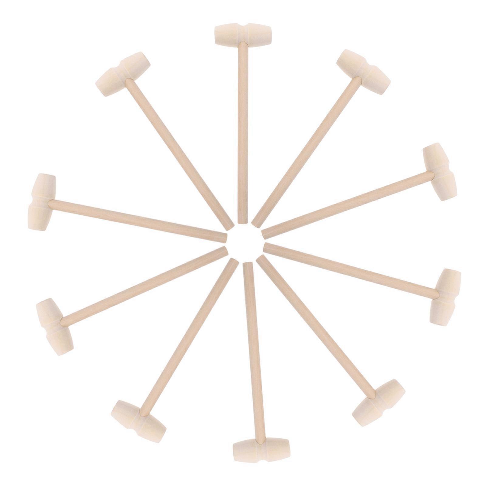 10pcs Wooden Hammer Toys Mini Mallets Handheld Hammers