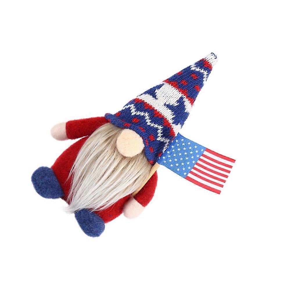 Adorable Gnome Doll for Independence Day Decor Made of Nonwoven Fabrics Red Color 1pc