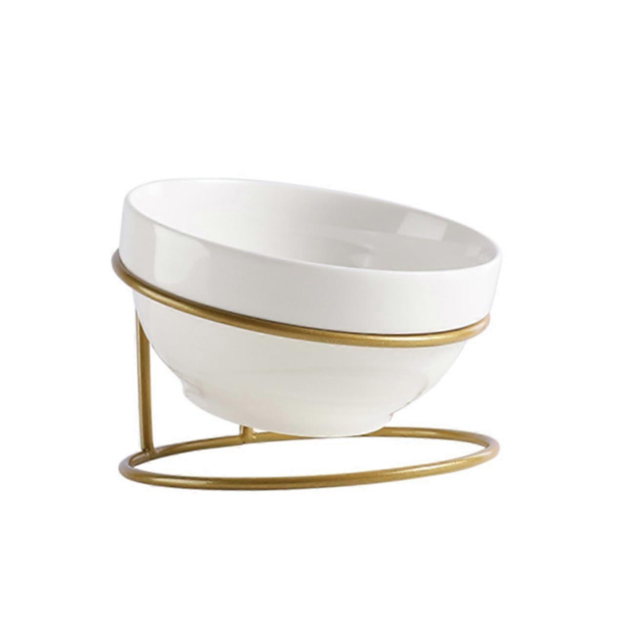 Dish Rack for Pets Ceramic Feeding Bowl Set for Cats and Dogs with Tilted Design and Food Storage Container