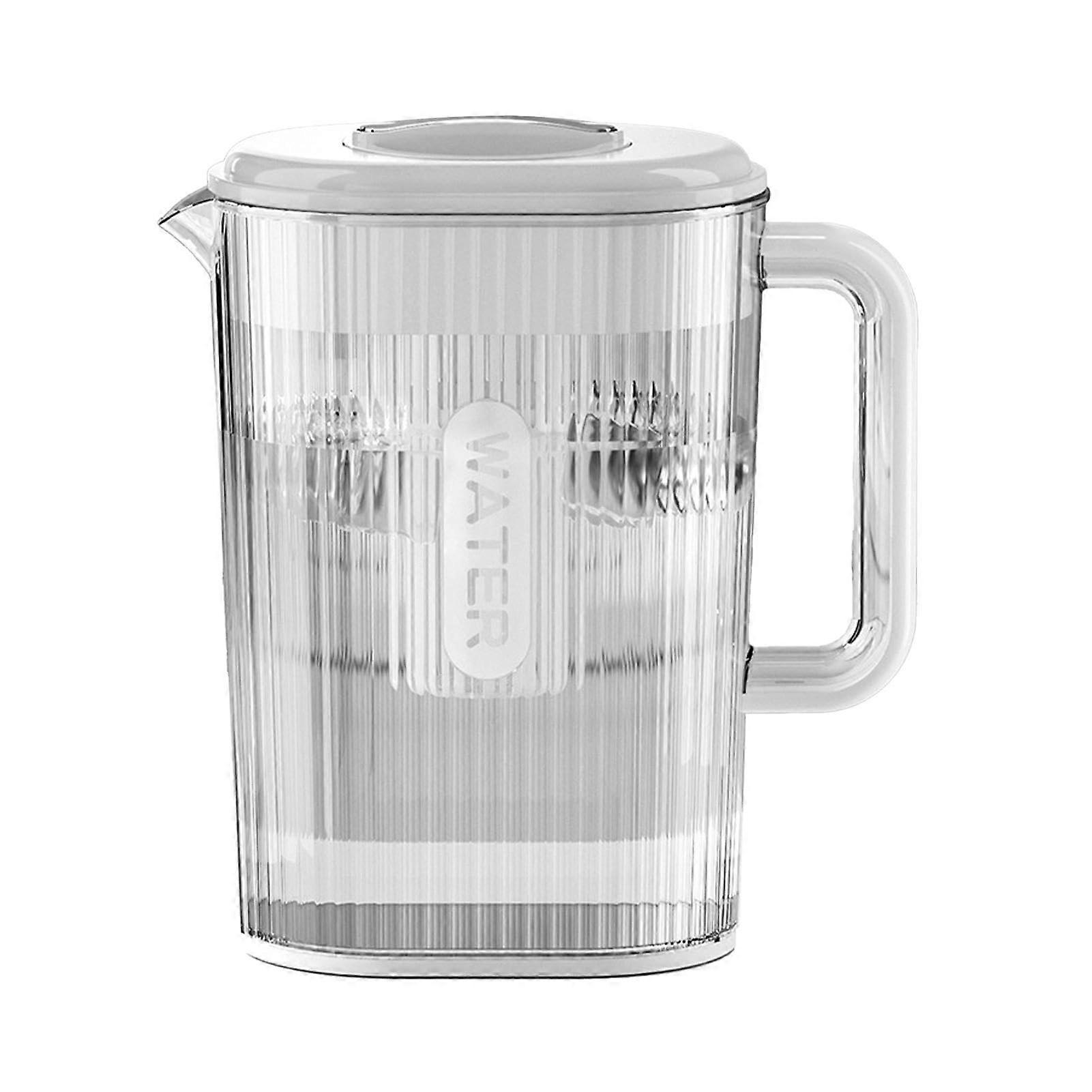2liter transparent water jug with lid, elegant cold water kettle, stylish white design