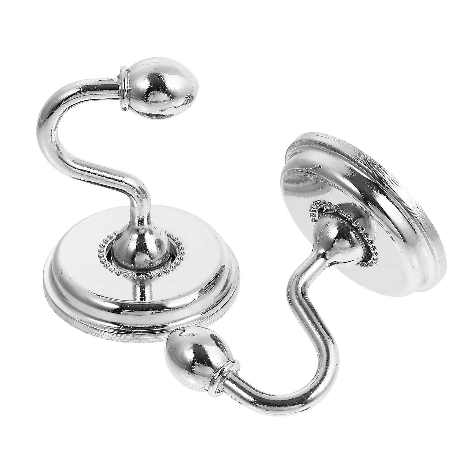 2Pack Metal Curtain Hooks 6.5x4.8cm Practical Design Silver Color For Curtain Rod In Changing Room