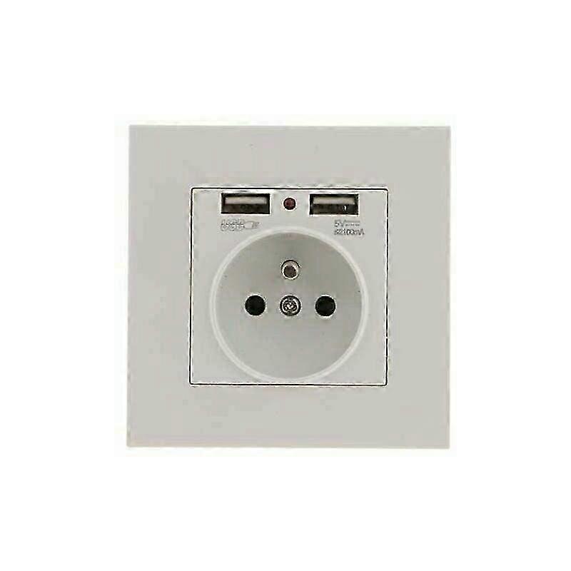 Set of 2 Recessed Wall Sockets with Dual USB Ports - Practical Electrical Outlet Solution for Convenient Charging and Easy Access