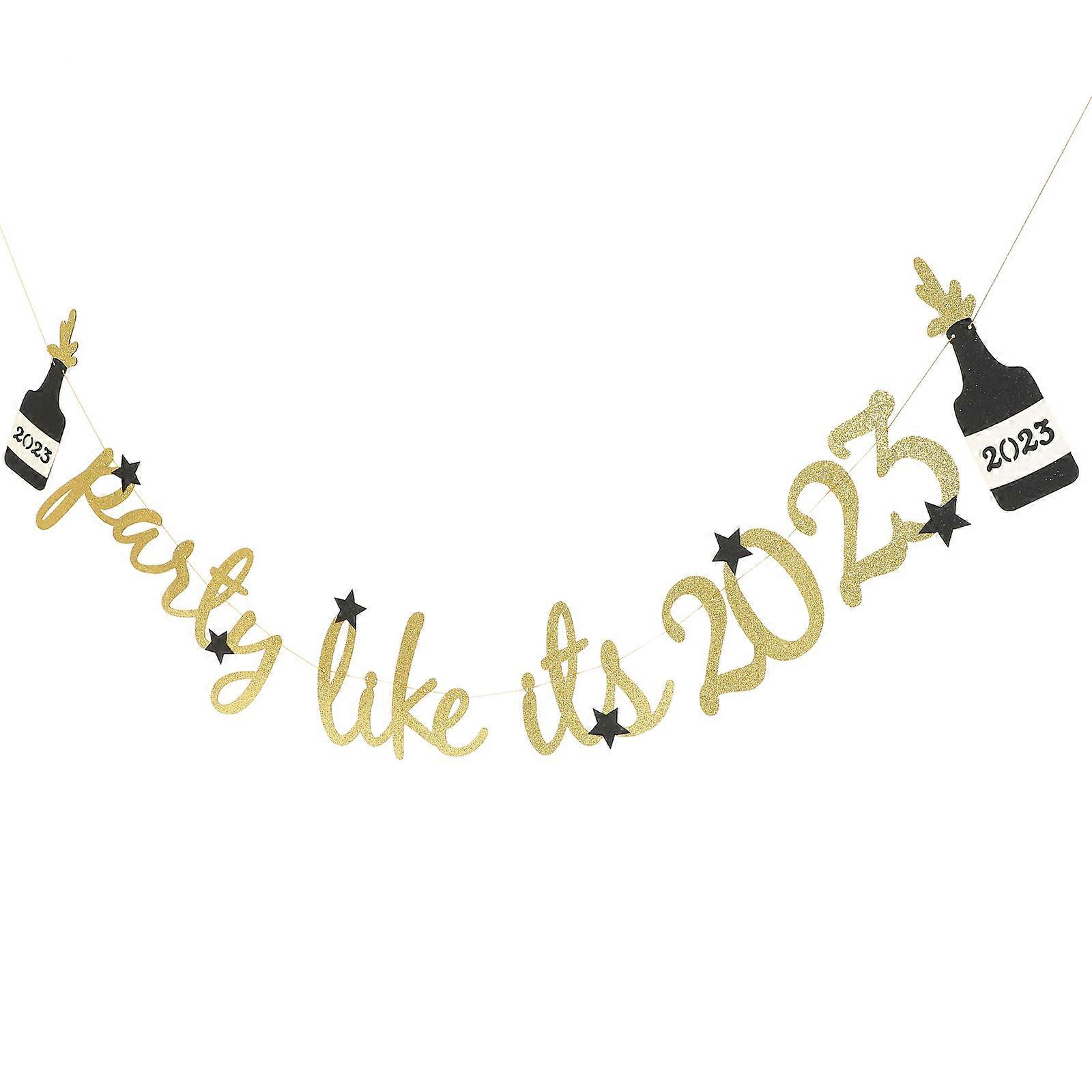 New Year Theme Party Decoration Banner For Party Organizers In Golden Color Size 19X6CM 1Set