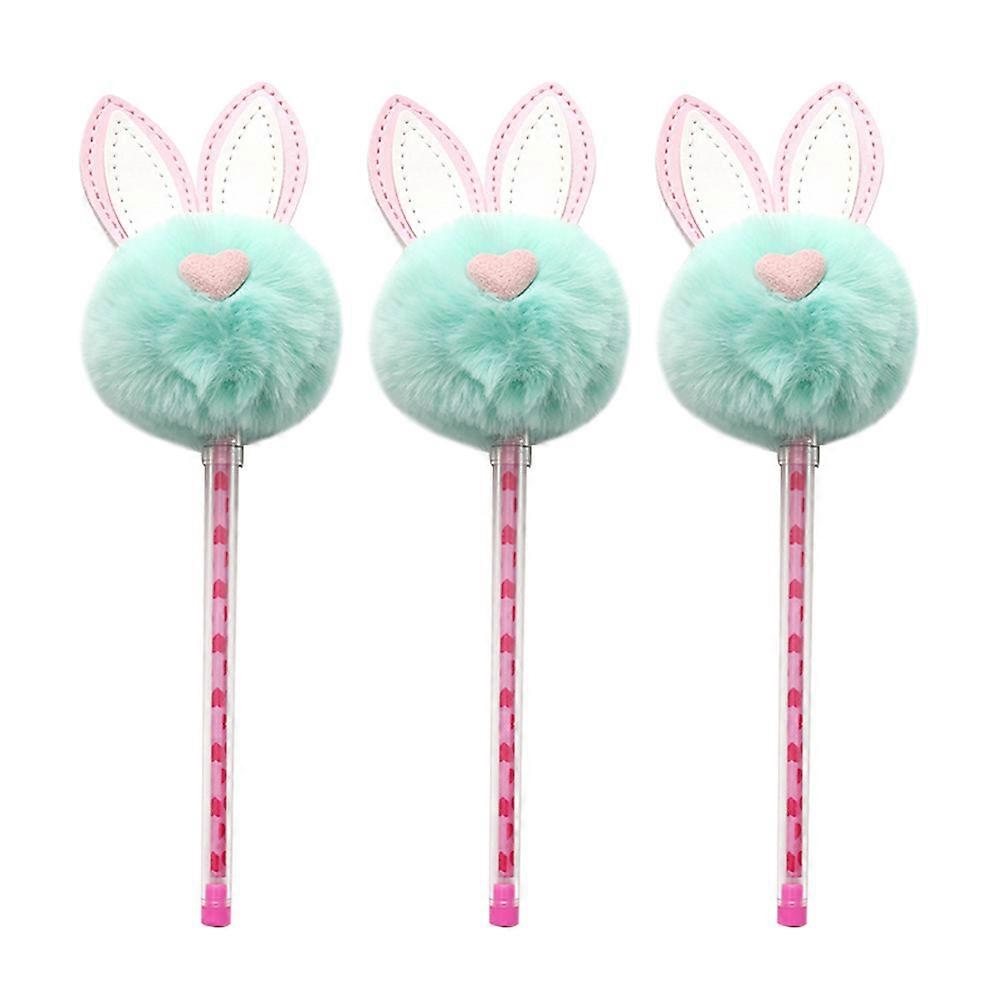 Creative Cartoon Animal Writing Pen Rabbit Ear Design For Students And Kids In Green Color 3Set