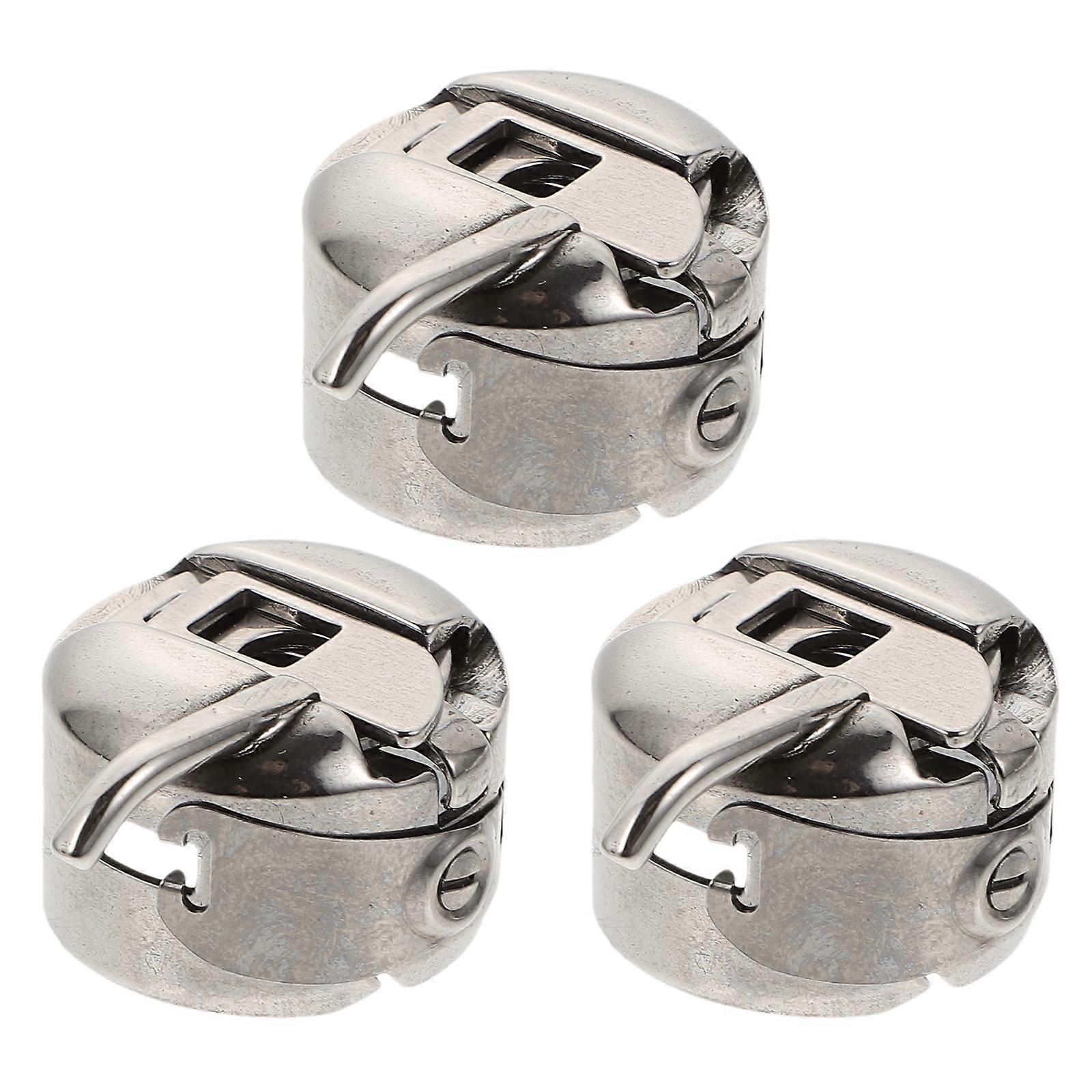 3Pcs Portable Sewing Machine Bobbin Cases and Part Supplies Silver