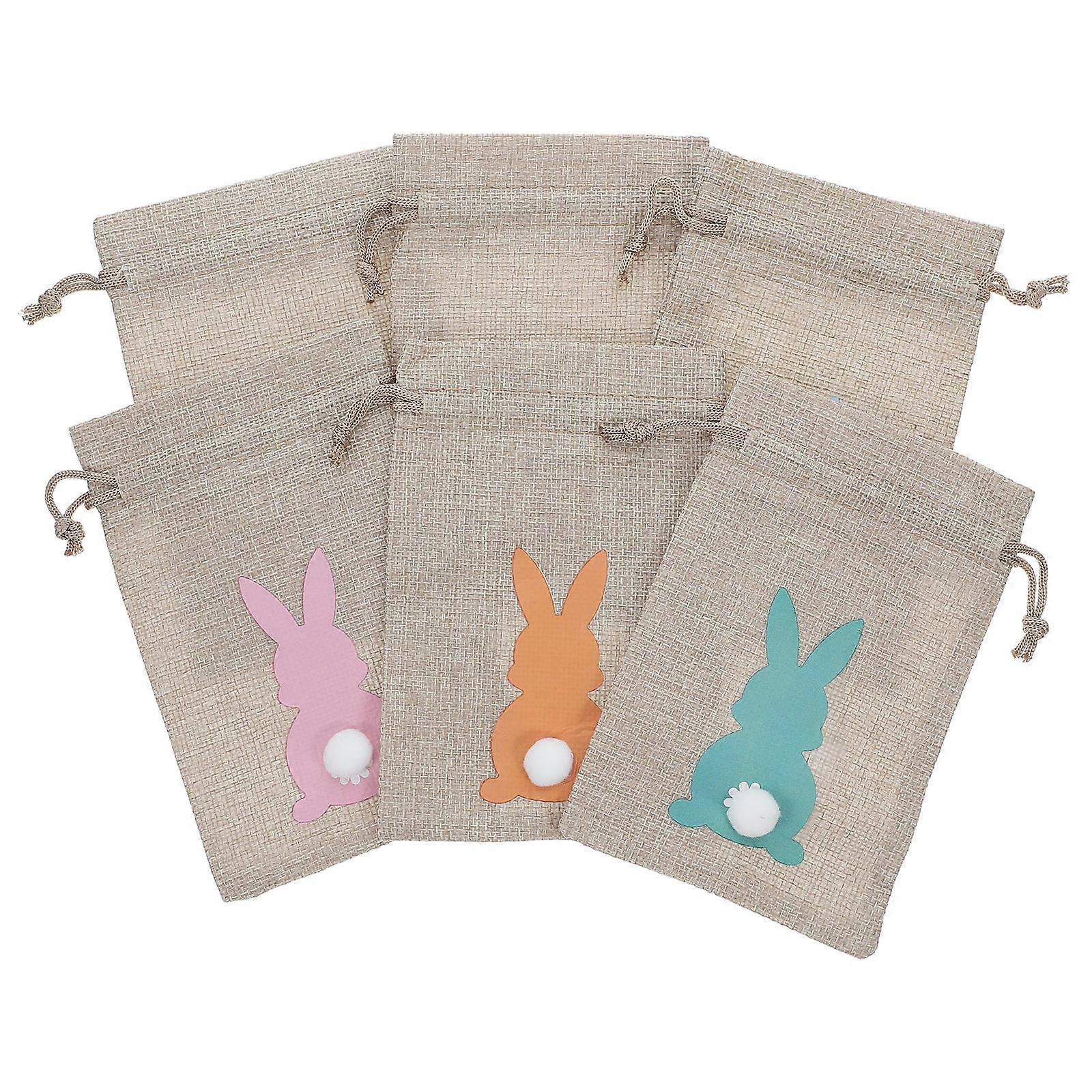 6Pcs Easter Favor Bags With Adorable Bunny Design For Ideal For Kids And Adults Multi Color Charming Storage Solution